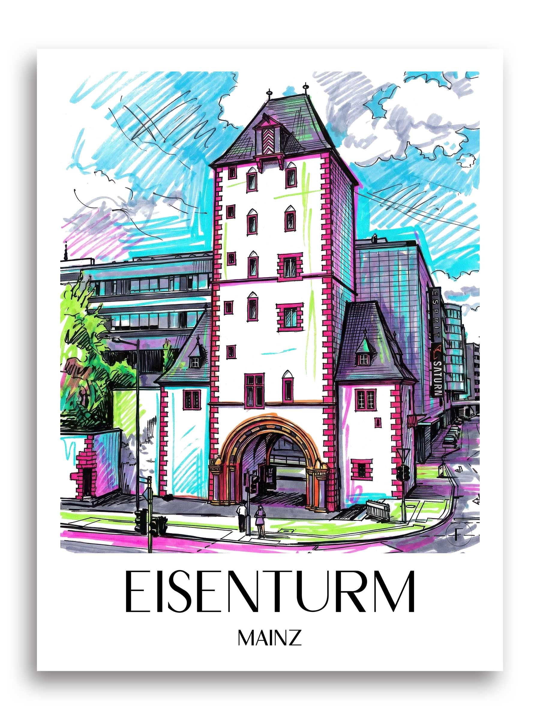 eisenturm-mainz-deutschland-poster-graffiti
