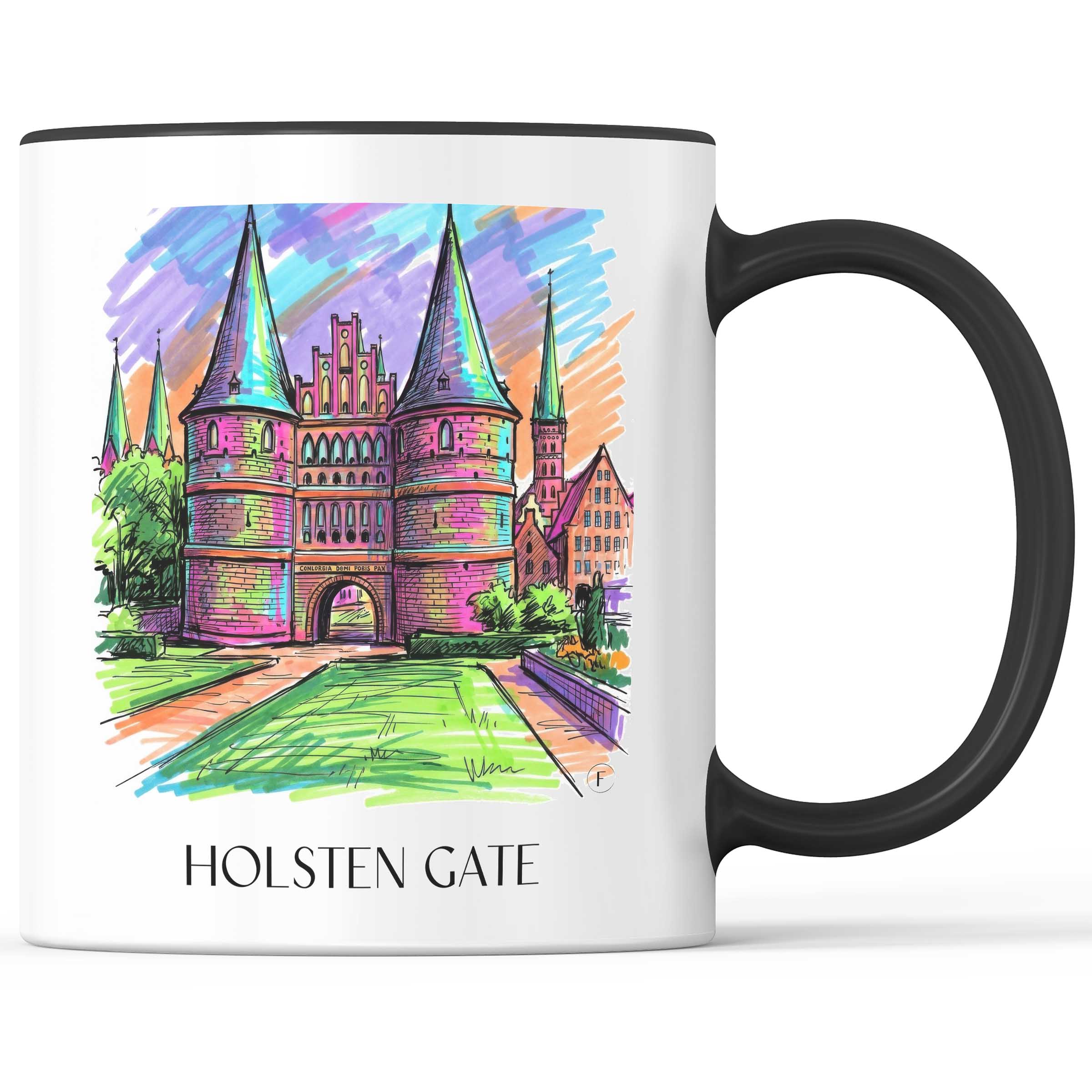 Holstentor Kaffeebecher - Lübeck - Deutschland Becher - Kaffeetasse im Tag Graffiti Stil