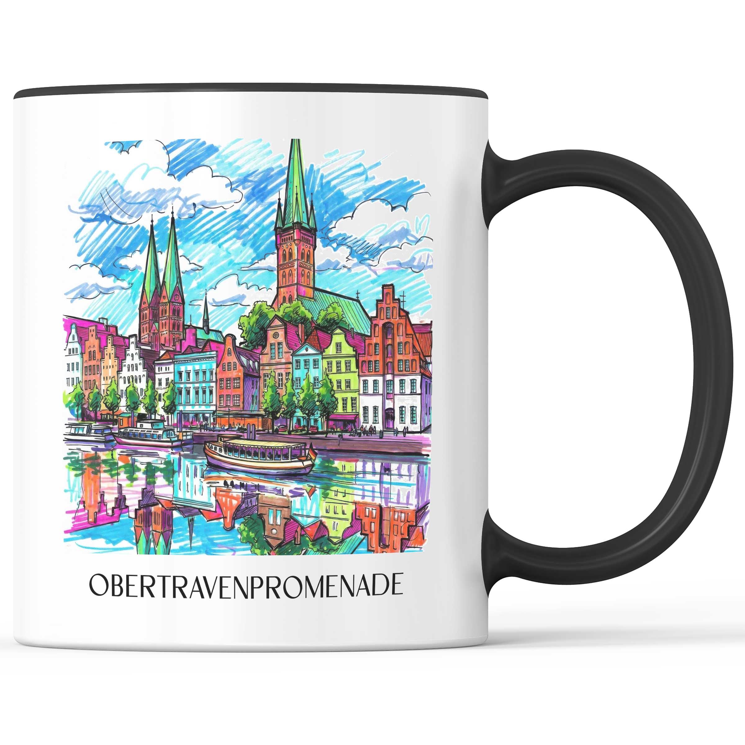 Obertravenpromenade Kaffeebecher - Lübeck - Deutschland Becher - Kaffeetasse im Tag Graffiti Stil