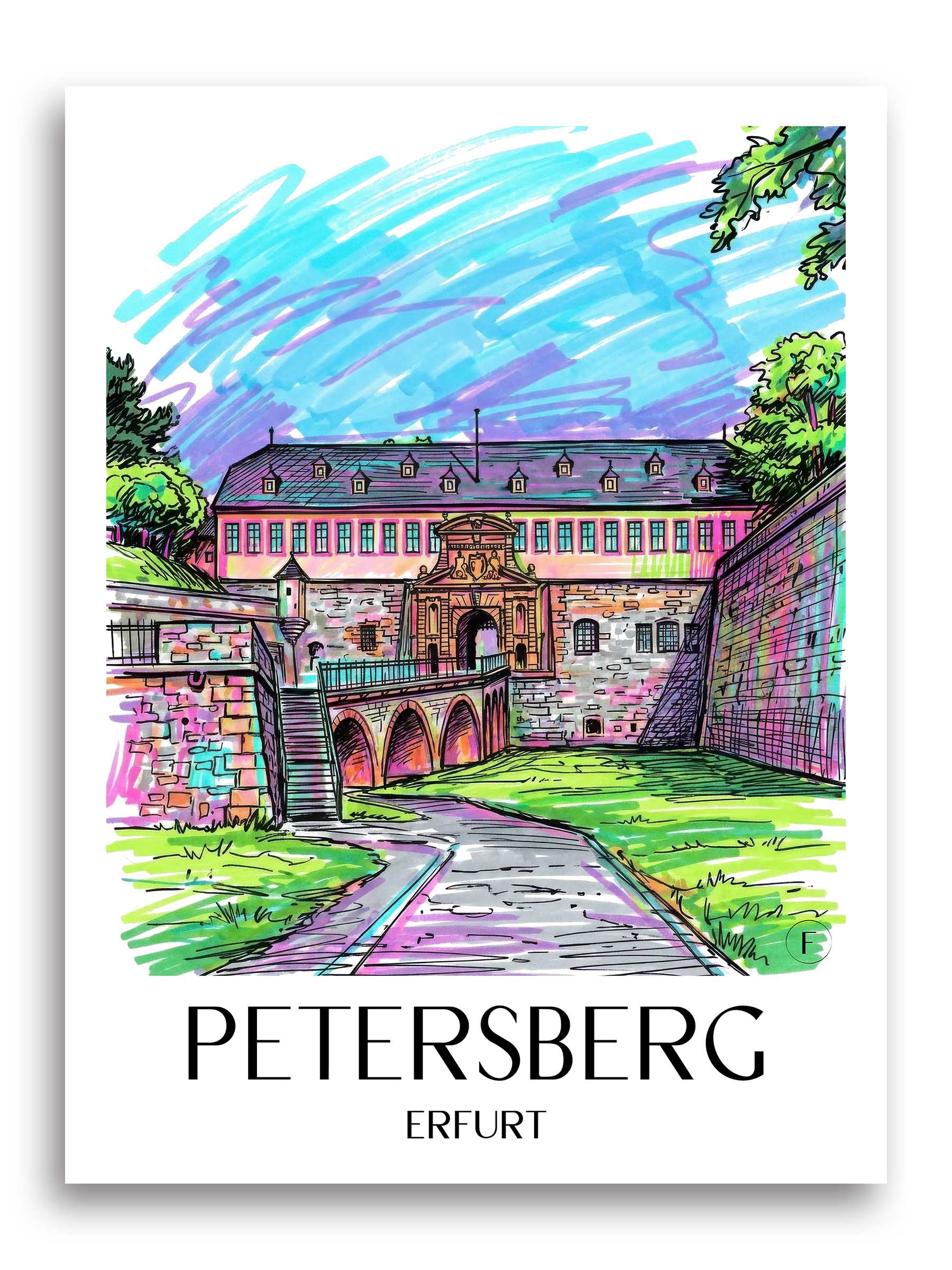 Petersberg Poster - Erfurt - Deutschland Kunstdruck - Tag Graffiti von A4 bis A1