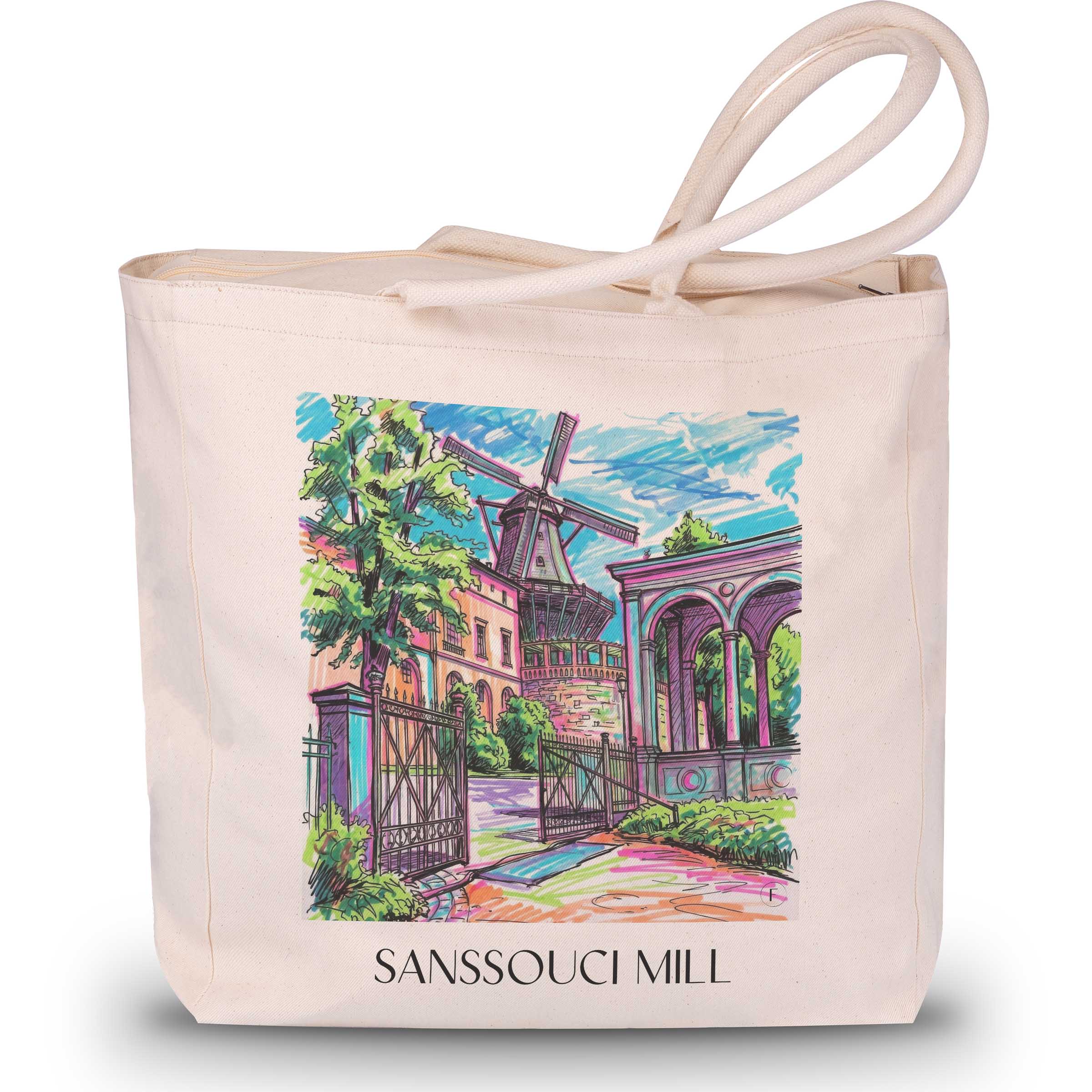 Mühle von Sanssouci Shopping Tasche - Potsdam - Deutschland Tote Bag - Einkaufstasche im Tag Graffiti Stil