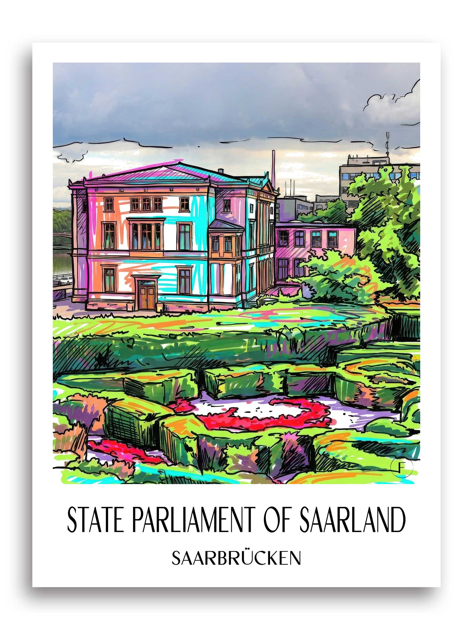 Landtag des Saarlandes Poster - Saarbrücken - Deutschland Kunstdruck - Tag Graffiti von A4 bis A1
