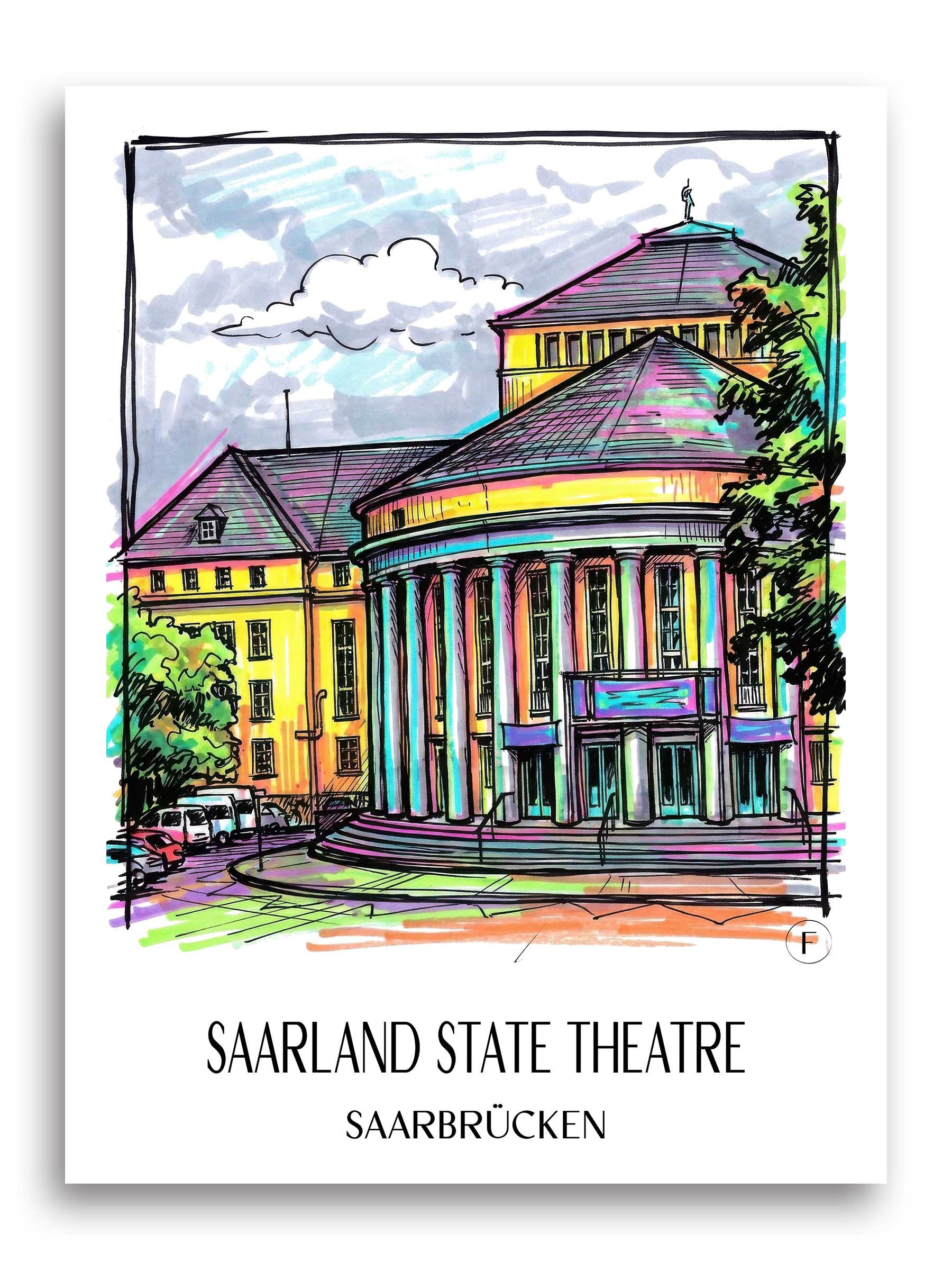Saarländisches Staatstheater Poster - Saarbrücken - Deutschland Kunstdruck - Tag Graffiti von A4 bis A1