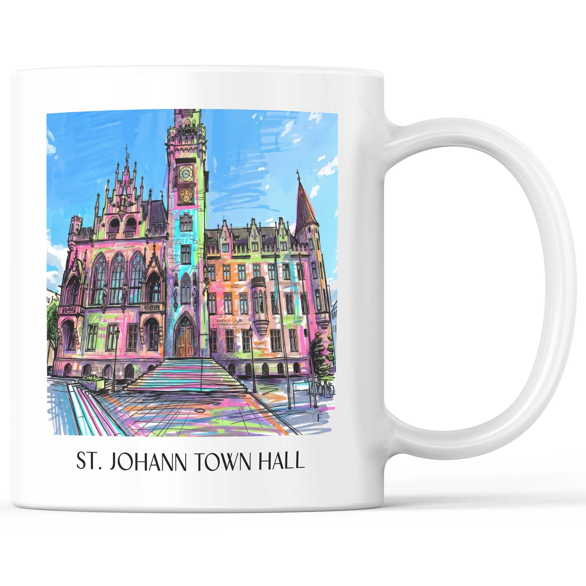 Rathaus St. Johann Kaffeebecher - Saarbrücken - Deutschland Becher - Kaffeetasse im Tag Graffiti Stil
