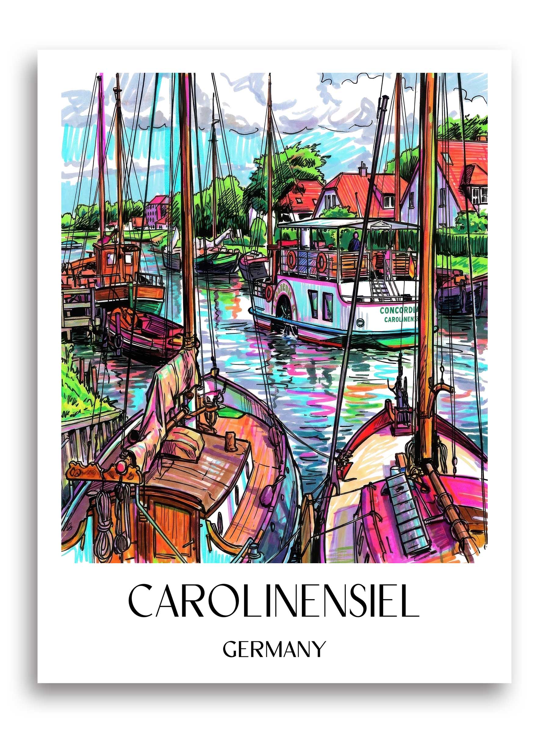 Carolinensiel Poster - Ostfriesland - Deutschland Kunstdruck - Tag Graffiti von A4 bis A1