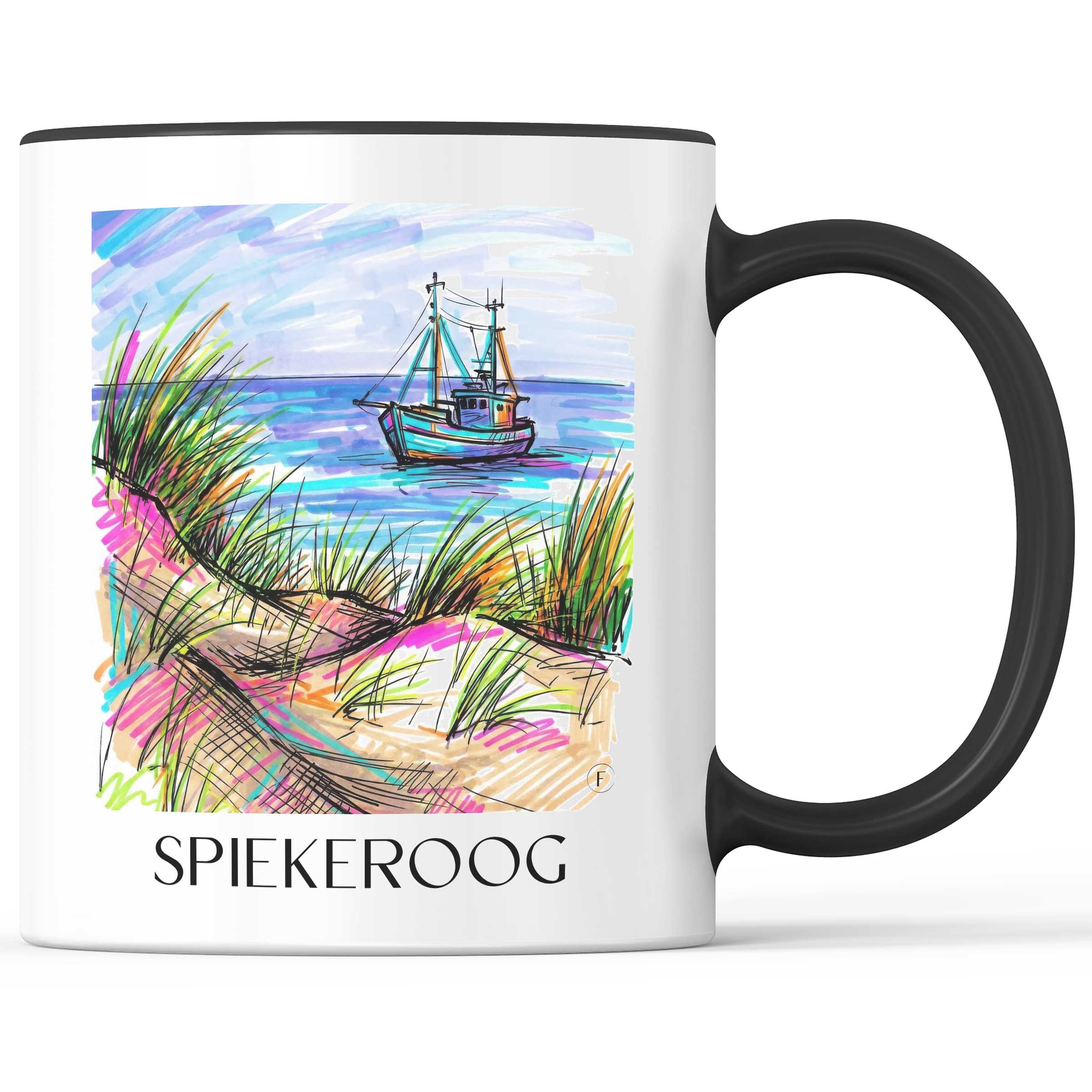 Spiekeroog Kaffeebecher - Ostfriesland - Deutschland Becher - Kaffeetasse im Tag Graffiti Stil