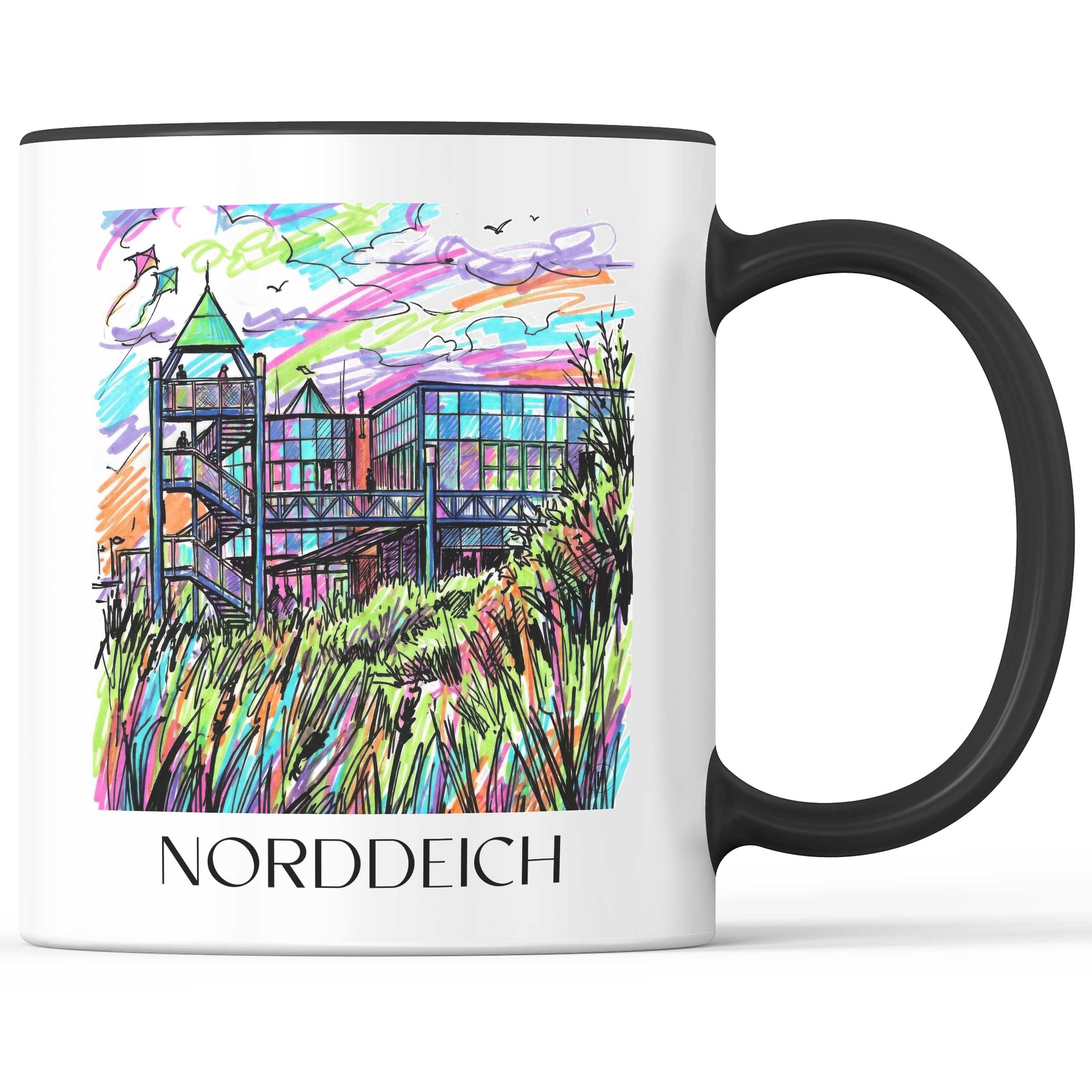 Norddeich Kaffeebecher - Ostfriesland - Deutschland Becher - Kaffeetasse im Tag Graffiti Stil