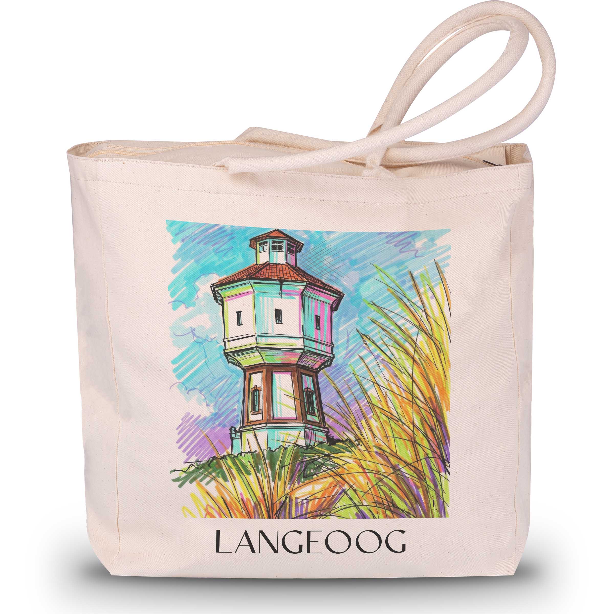 Langeoog Shopping Tasche - Ostfriesland - Deutschland Tote Bag - Einkaufstasche im Tag Graffiti Stil