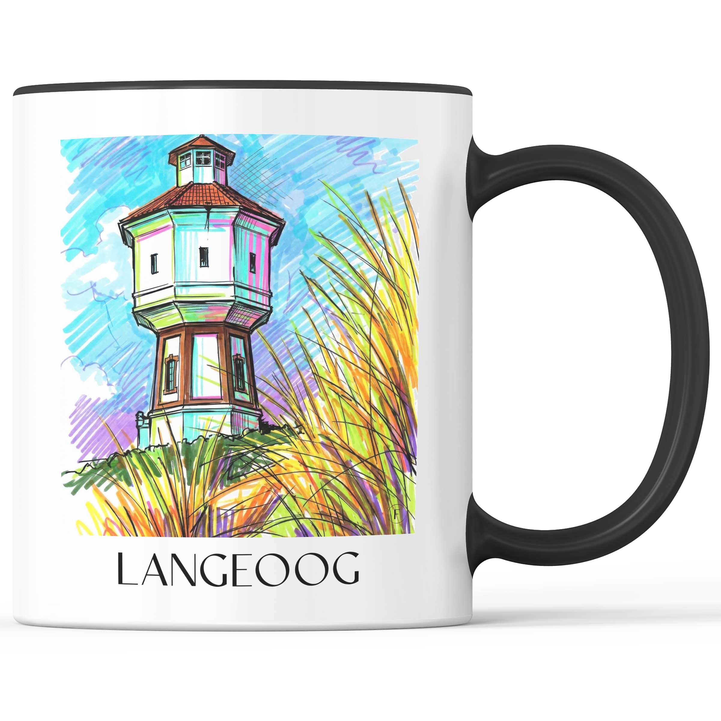 Langeoog Kaffeebecher - Ostfriesland - Deutschland Becher - Kaffeetasse im Tag Graffiti Stil