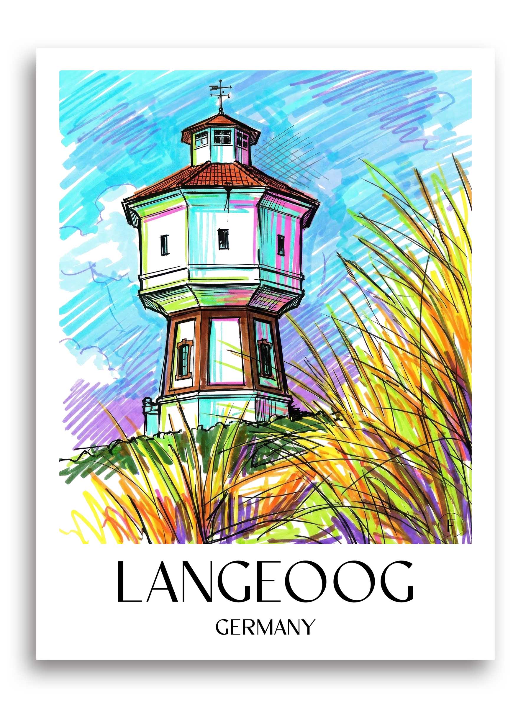 Langeoog Poster - Ostfriesland - Deutschland Kunstdruck - Tag Graffiti von A4 bis A1