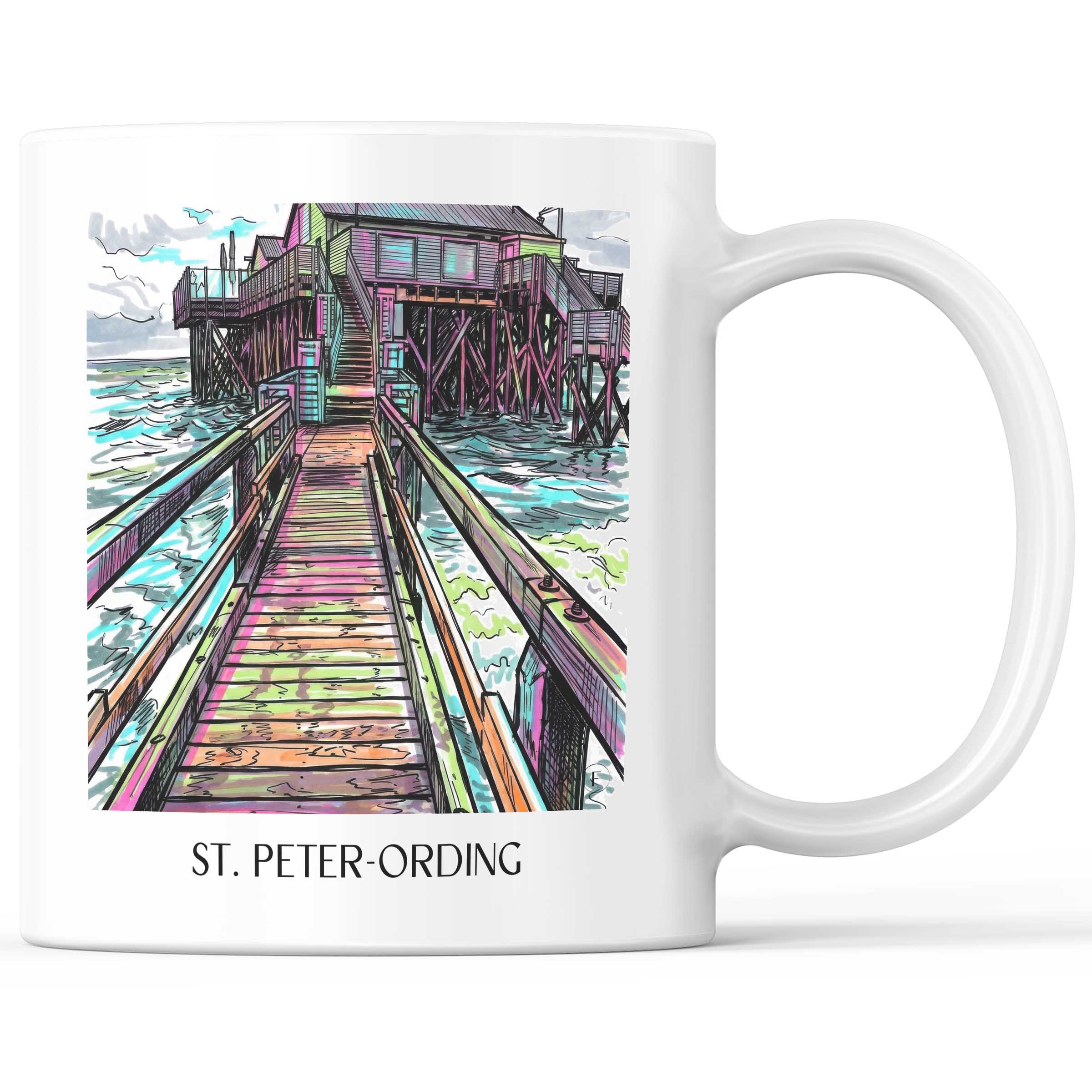 St. Peter-Ording Kaffeebecher - Nordfriesland - Deutschland Becher - Kaffeetasse im Tag Graffiti Stil