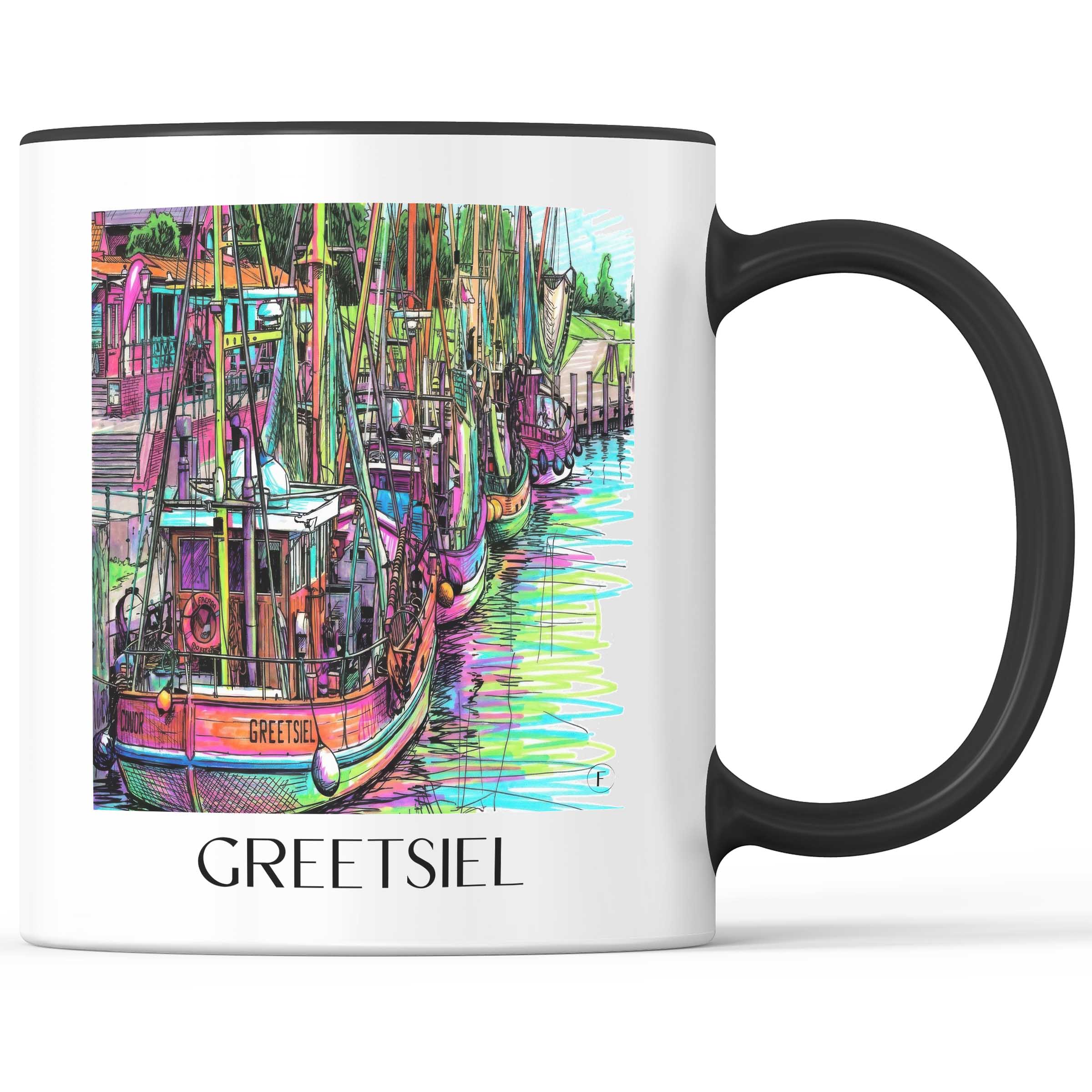 Greetsiel Kaffeebecher - Ostfriesland - Deutschland Becher - Kaffeetasse im Tag Graffiti Stil