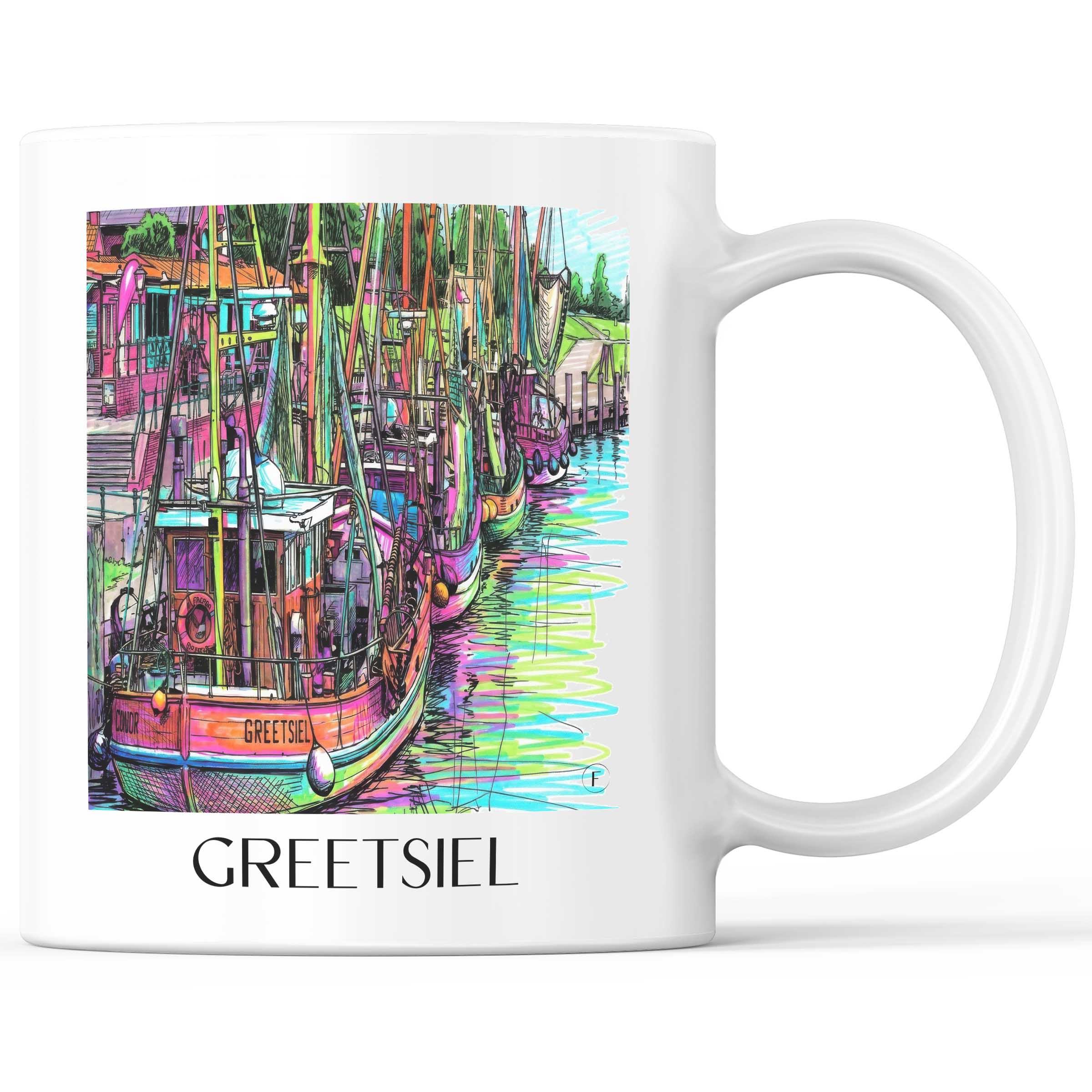 Greetsiel Kaffeebecher - Ostfriesland - Deutschland Becher - Kaffeetasse im Tag Graffiti Stil