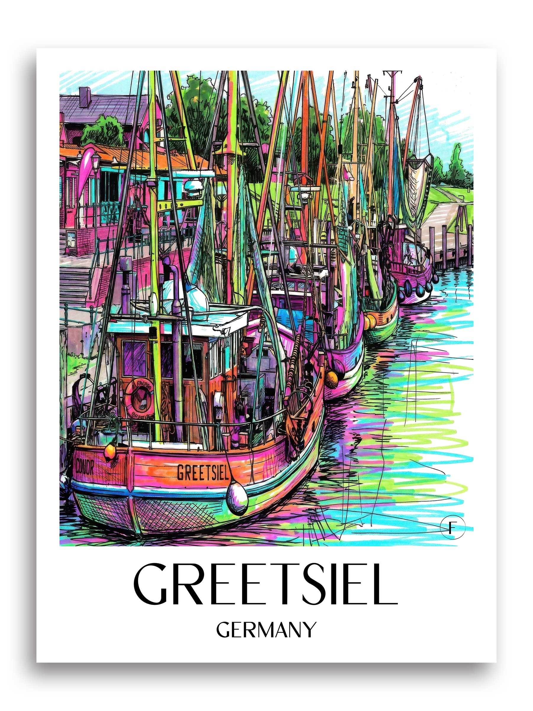 Greetsiel Poster - Ostfriesland - Deutschland Kunstdruck - Tag Graffiti von A4 bis A1
