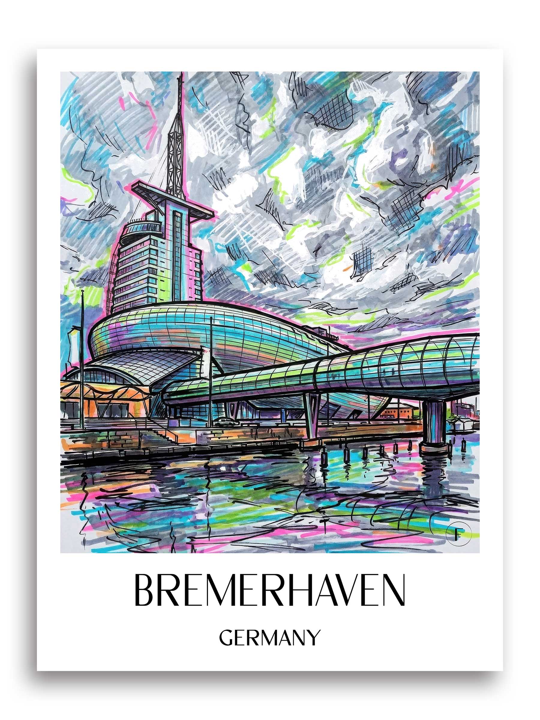 Bremerhaven Poster - Bremen - Deutschland Kunstdruck - Tag Graffiti von A4 bis A1