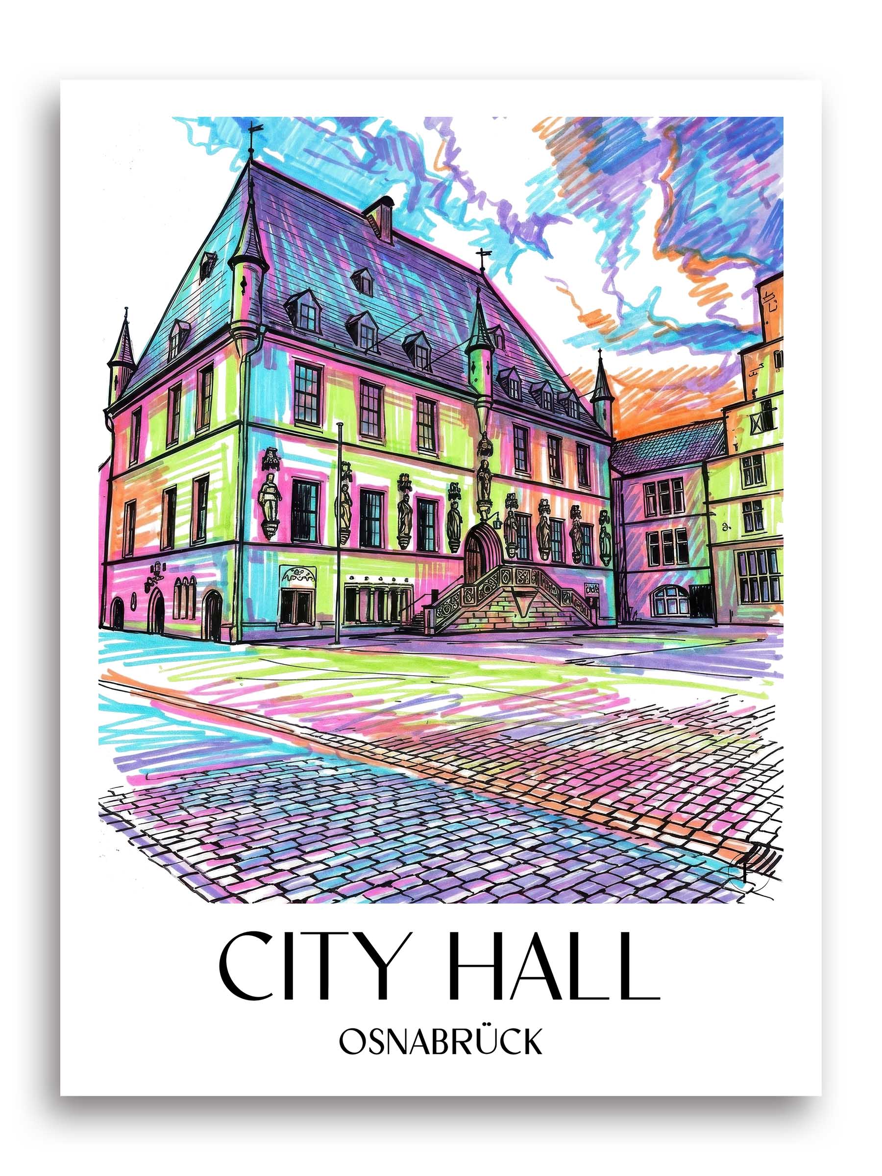 Rathaus Poster - Osnabrück - Deutschland Kunstdruck - Tag Graffiti von A4 bis A1