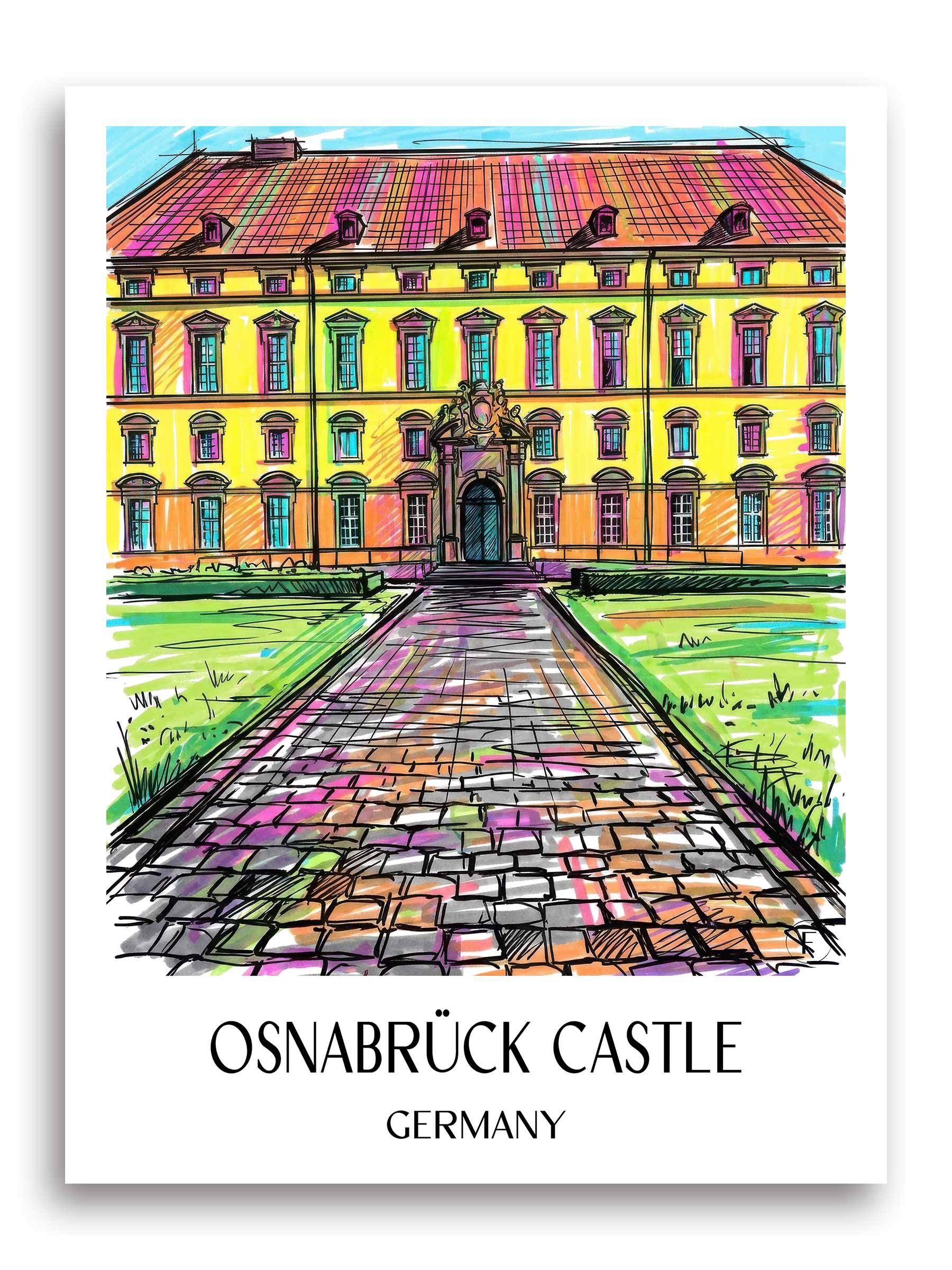 Schloss Osnabrück Poster - Niedersachsen - Deutschland Kunstdruck - Tag Graffiti von A4 bis A1