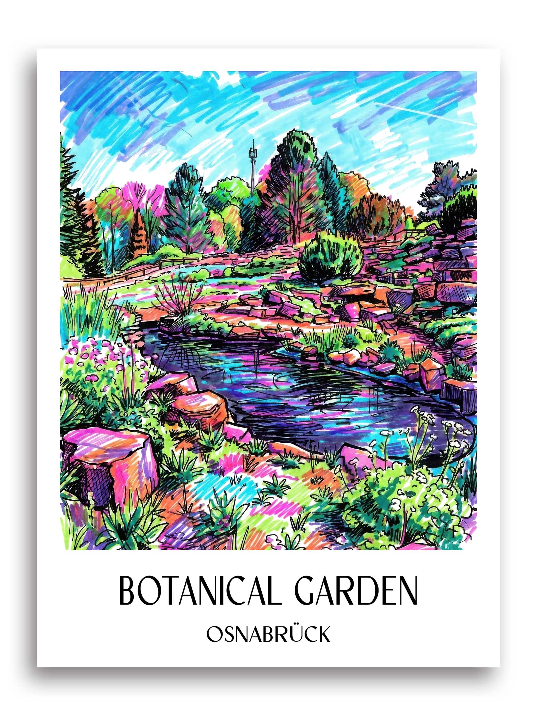 Botanischer Garten Poster - Osnabrück - Deutschland Kunstdruck - Tag Graffiti von A4 bis A1