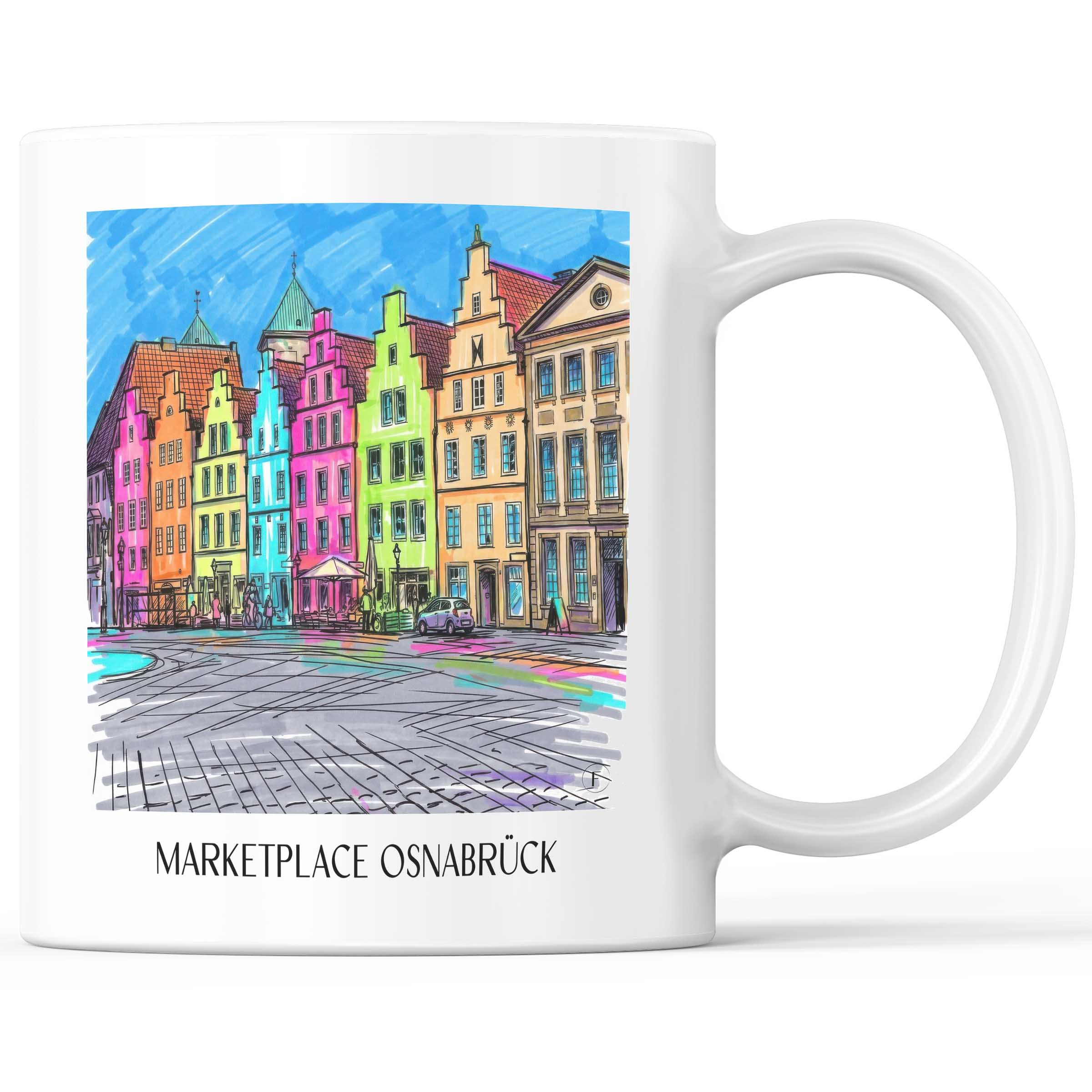 Marktplatz Kaffeebecher - Osnabrück - Deutschland Becher - Kaffeetasse im Tag Graffiti Stil