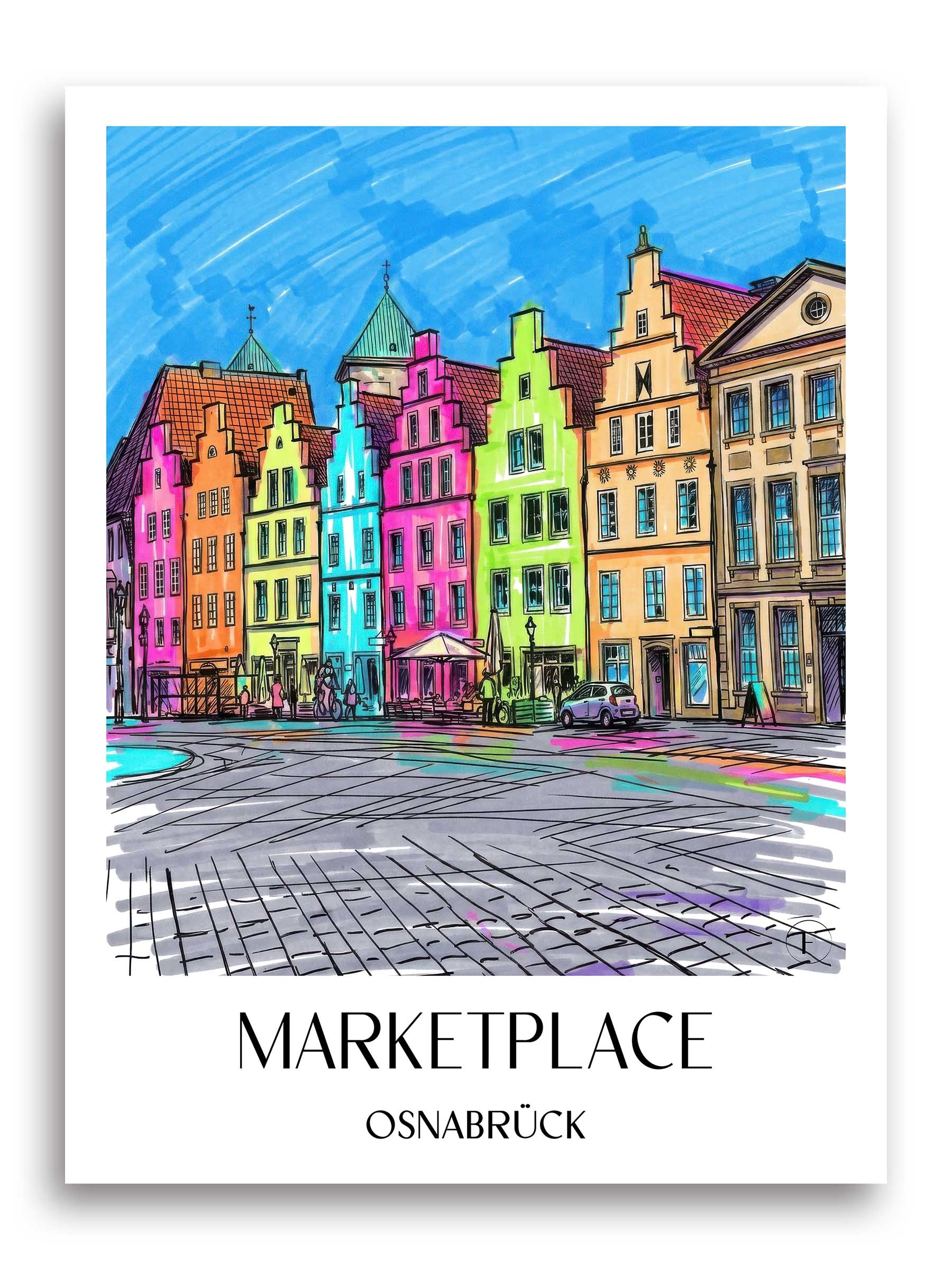 Marktplatz Poster - Osnabrück - Deutschland Kunstdruck - Tag Graffiti von A4 bis A1
