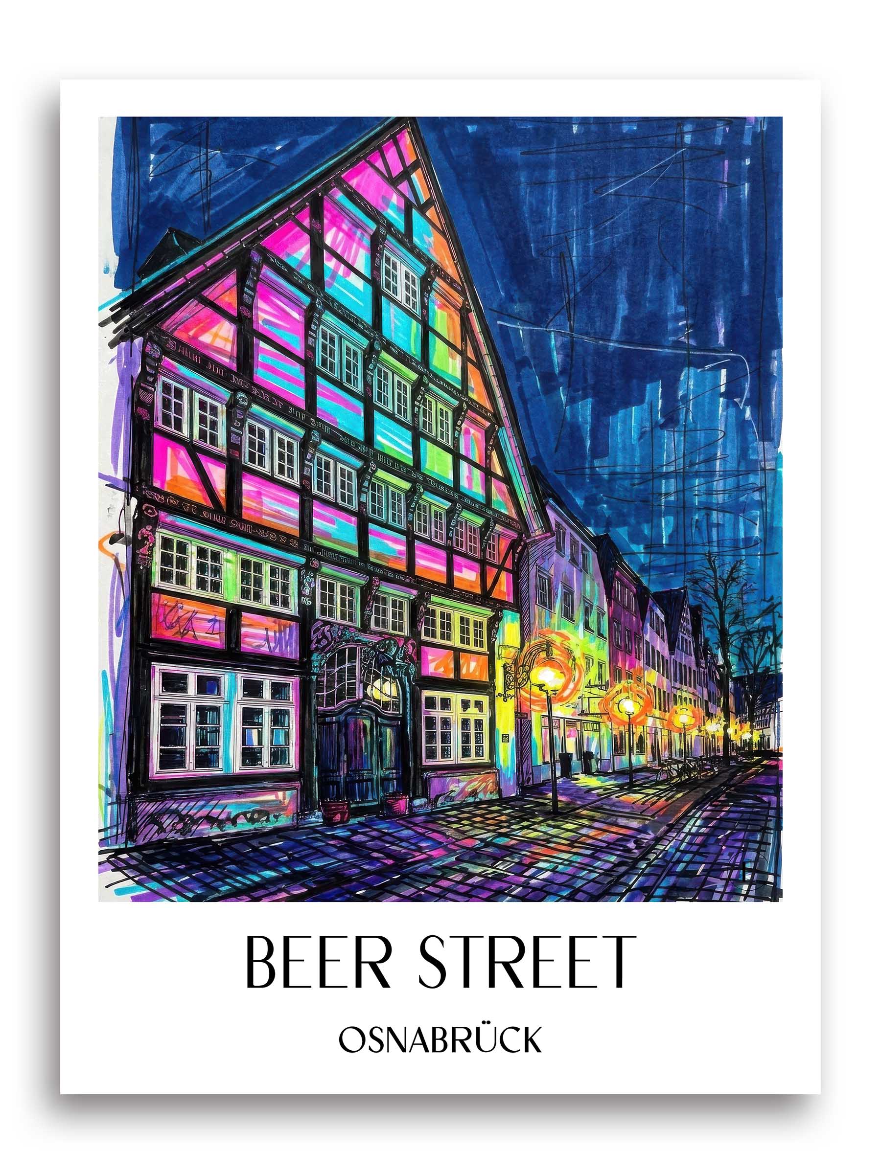 Bierstraße Poster - Osnabrück - Deutschland Kunstdruck - Tag Graffiti von A4 bis A1