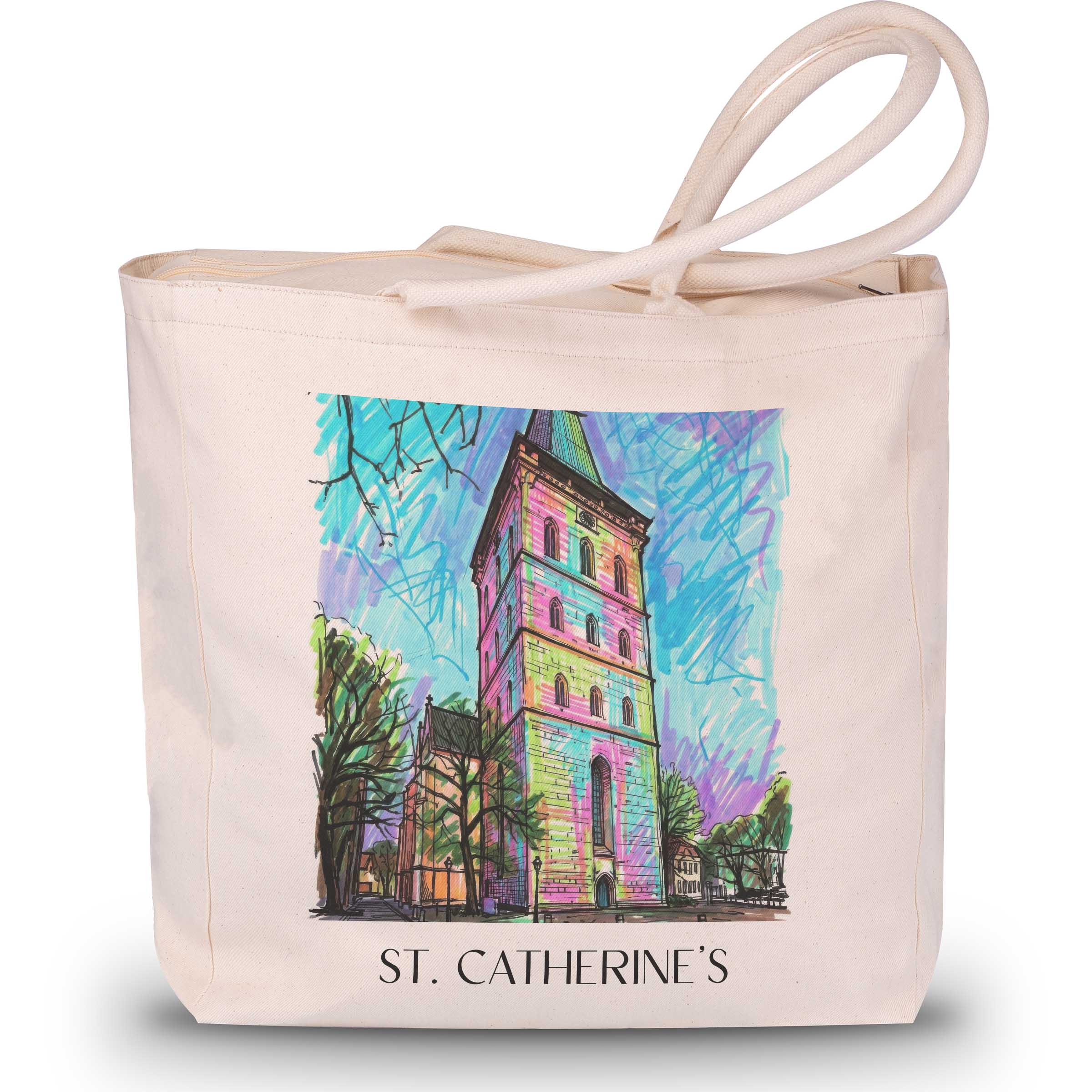 St. Katharinen Shopping Tasche - Osnabrück - Deutschland Tote Bag - Einkaufstasche im Tag Graffiti Stil