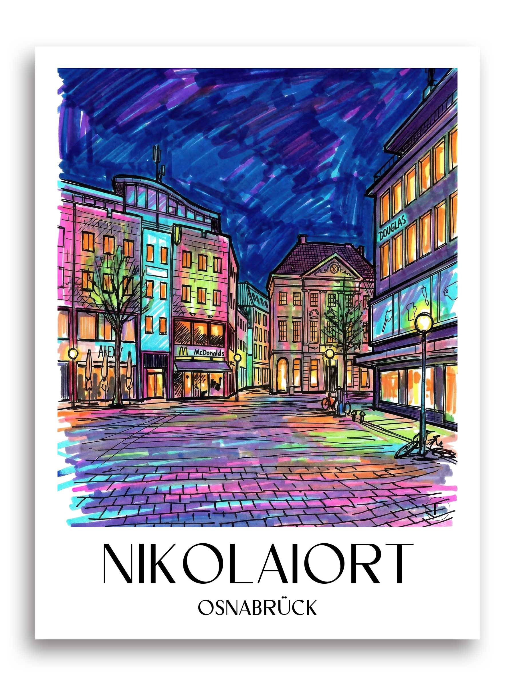 Nikolaiort Poster - Osnabrück - Deutschland Kunstdruck - Tag Graffiti von A4 bis A1