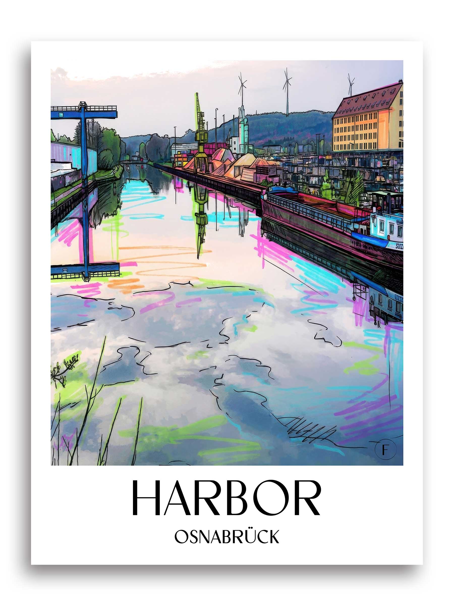 Hafen Poster - Osnabrück - Deutschland Kunstdruck - Tag Graffiti von A4 bis A1