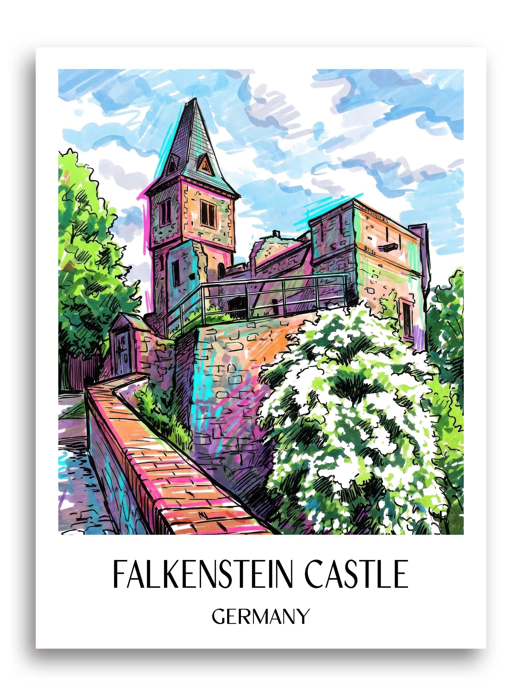 Burg Falkenstein Poster - Mühltal - Deutschland Kunstdruck - Tag Graffiti von A4 bis A1