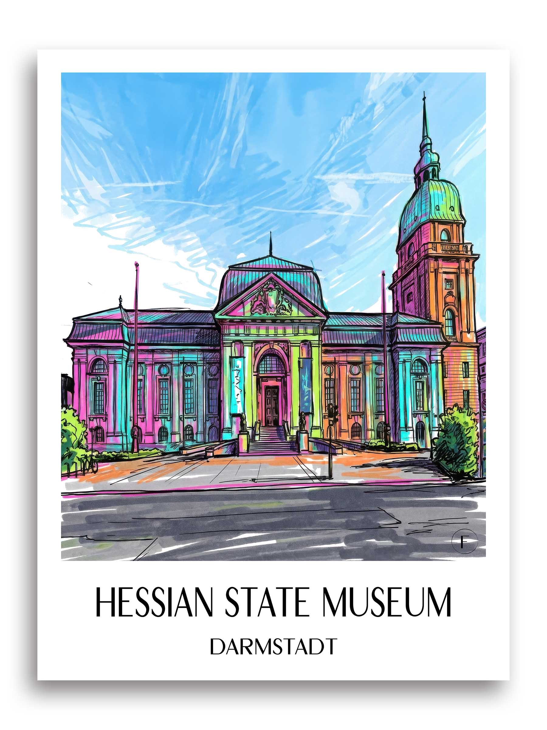 Hessisches Landesmuseum Poster - Darmstadt - Deutschland Kunstdruck - Tag Graffiti von A4 bis A1