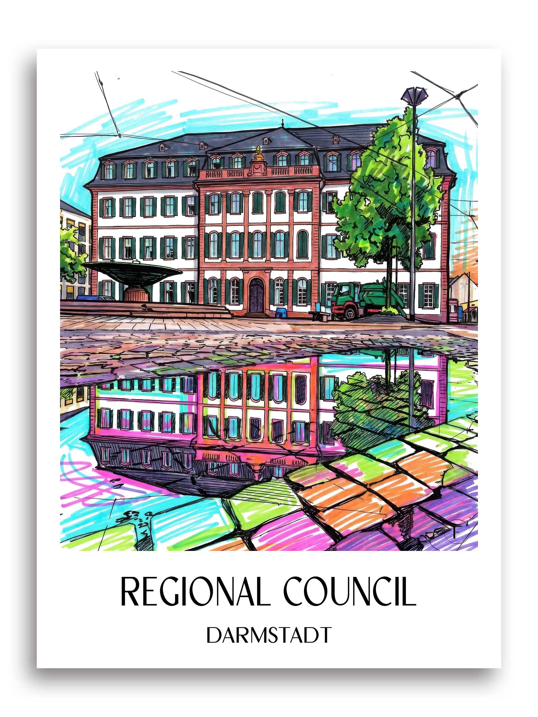 Regierungspräsidium Poster - Darmstadt - Deutschland Kunstdruck - Tag Graffiti von A4 bis A1