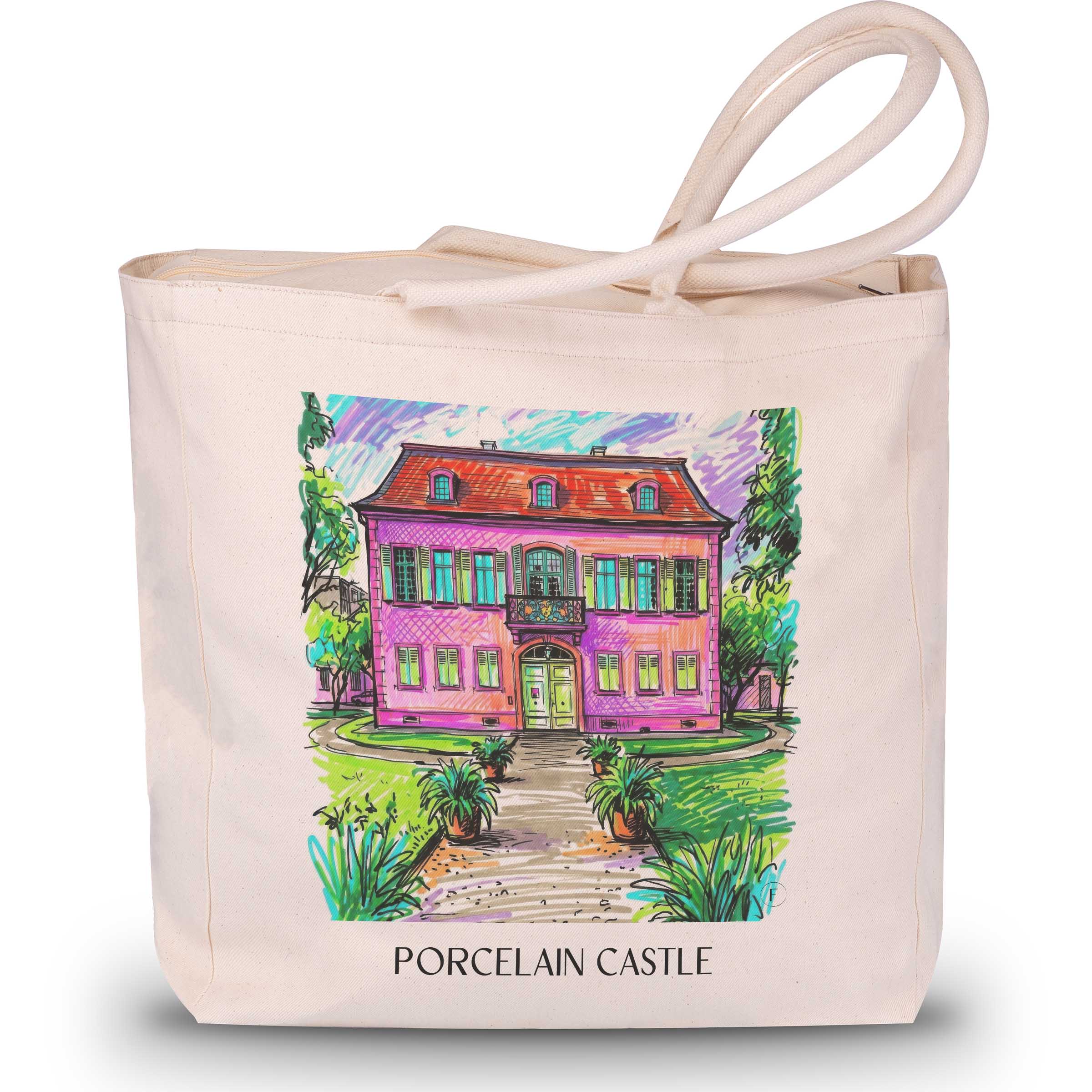 Porzellanschlößchen Shopping Tasche - Darmstadt - Deutschland Tote Bag - Einkaufstasche im Tag Graffiti Stil