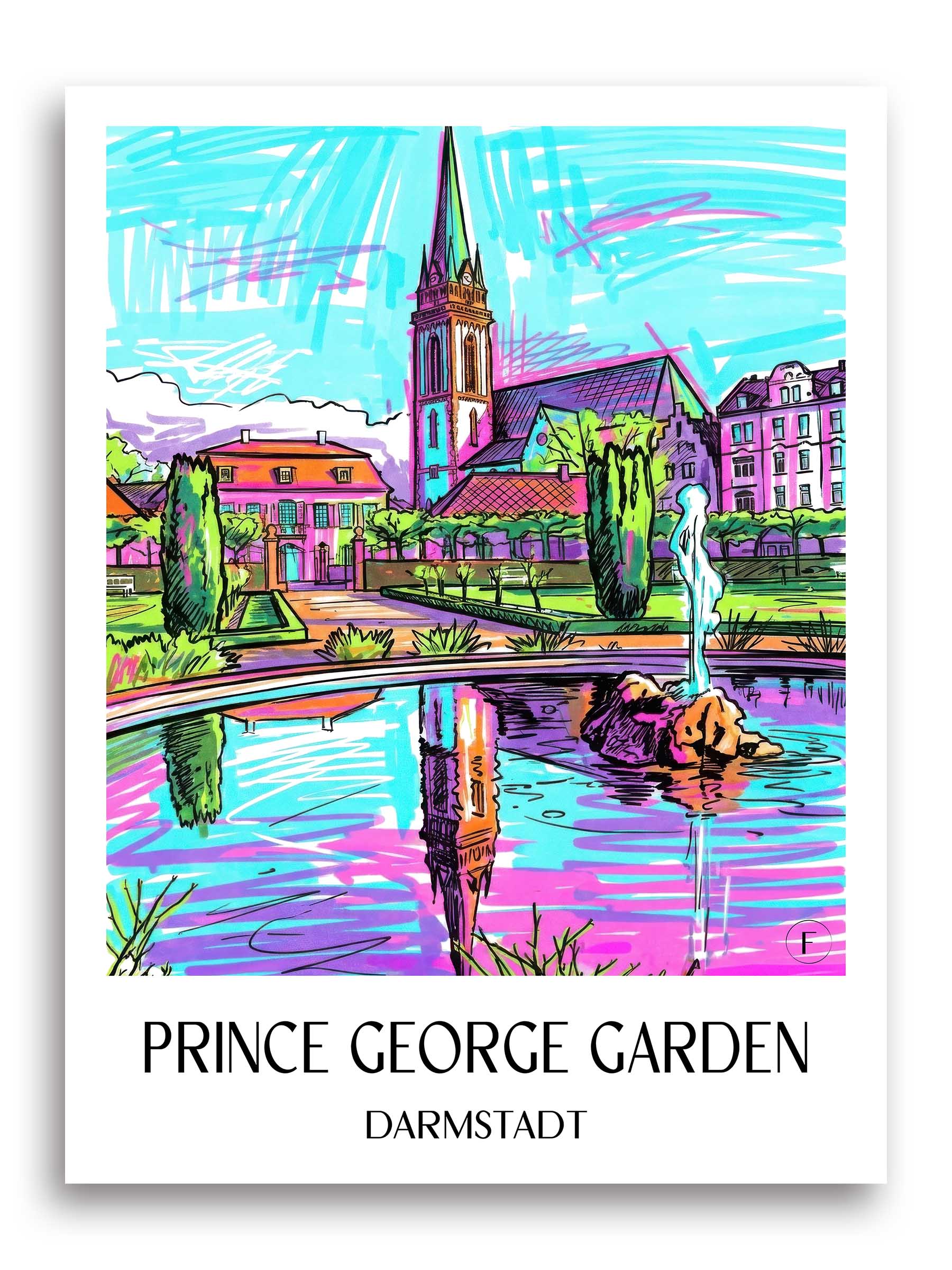 Prinz-Georg-Garten Poster - Darmstadt - Deutschland Kunstdruck - Tag Graffiti von A4 bis A1