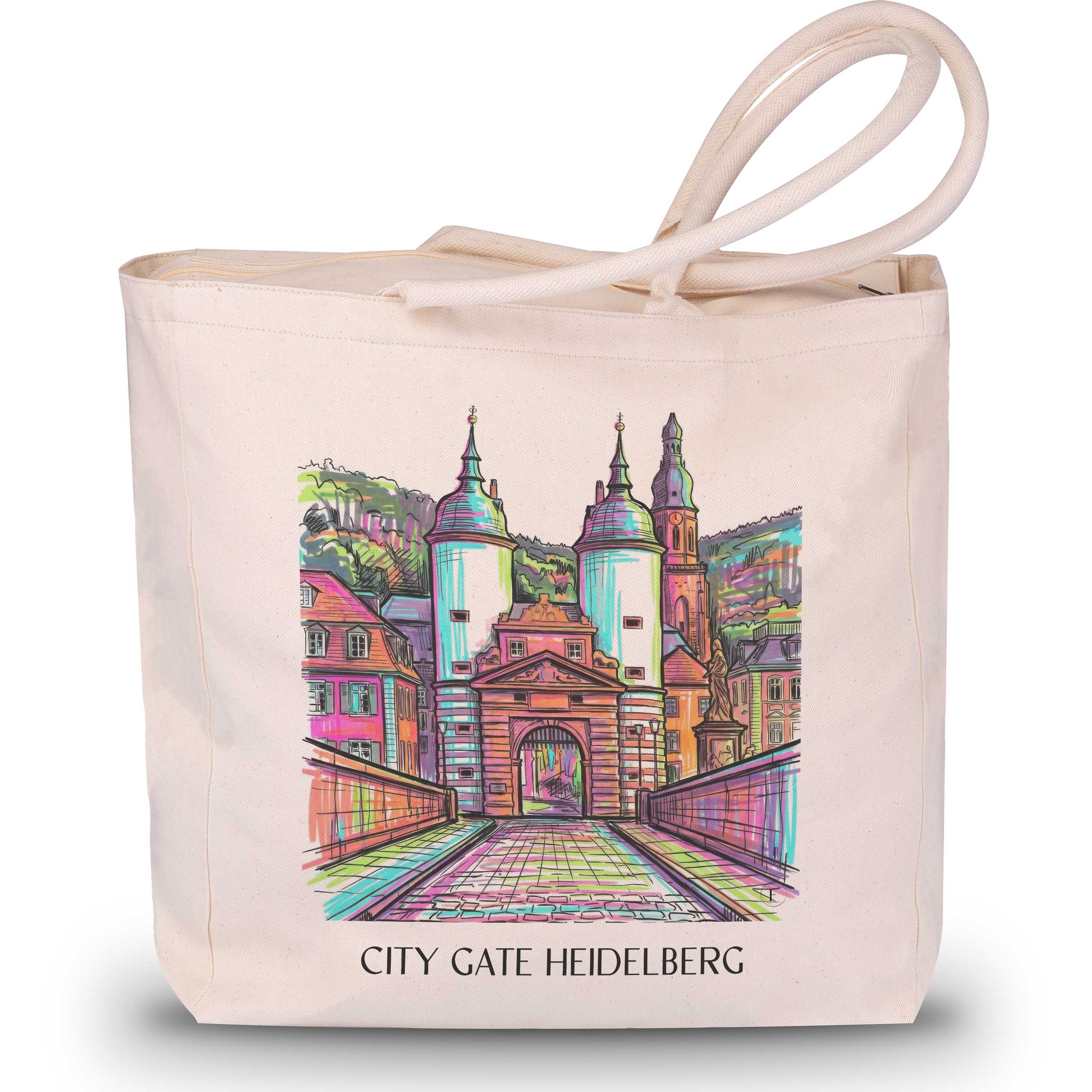 Stadttor Shopping Tasche - Heidelberg - Deutschland Tote Bag - Einkaufstasche im Tag Graffiti Stil