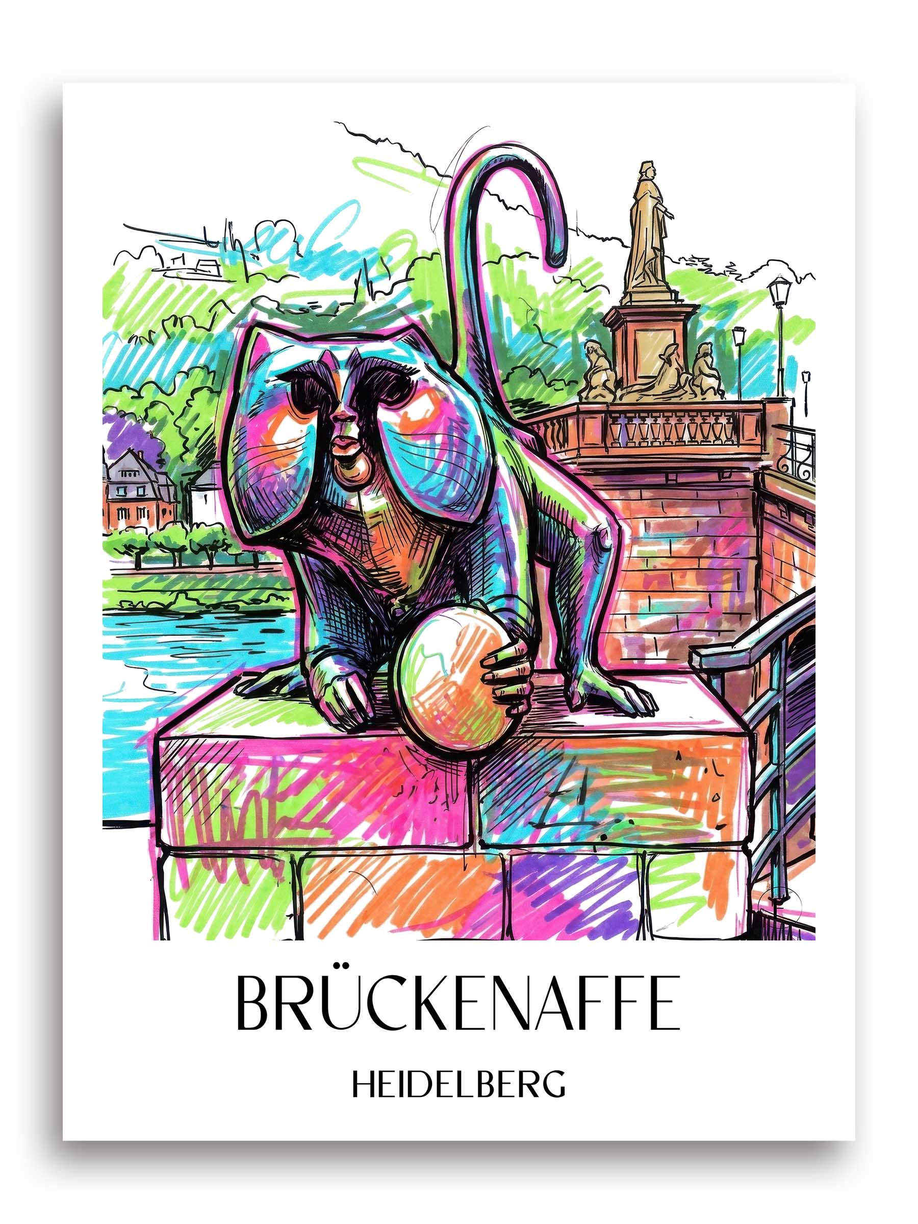 brückenaffe-heidelberg-deutschland-poster-graffiti