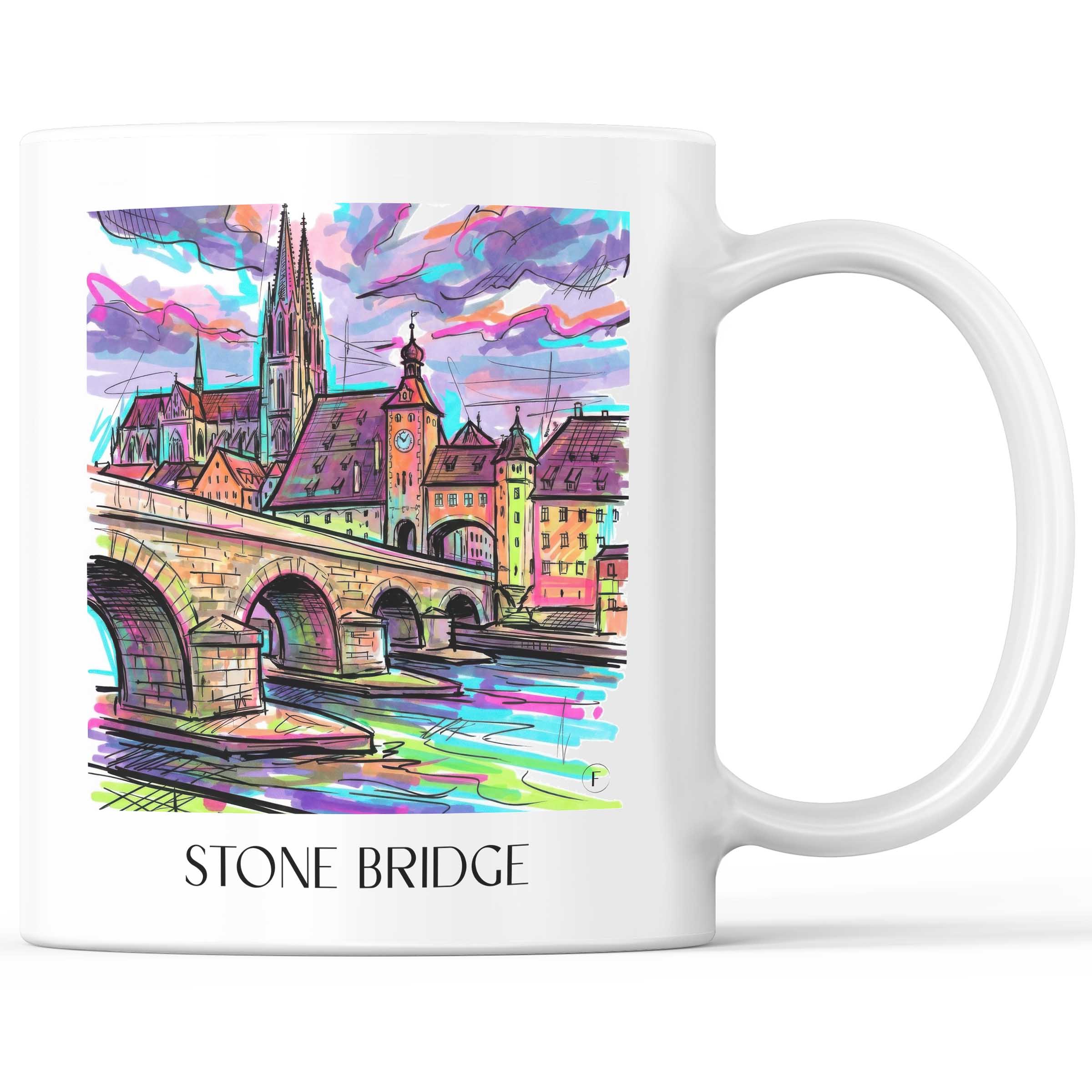 Steinerne Brücke Kaffeebecher - Regensburg - Deutschland Becher - Kaffeetasse im Tag Graffiti Stil