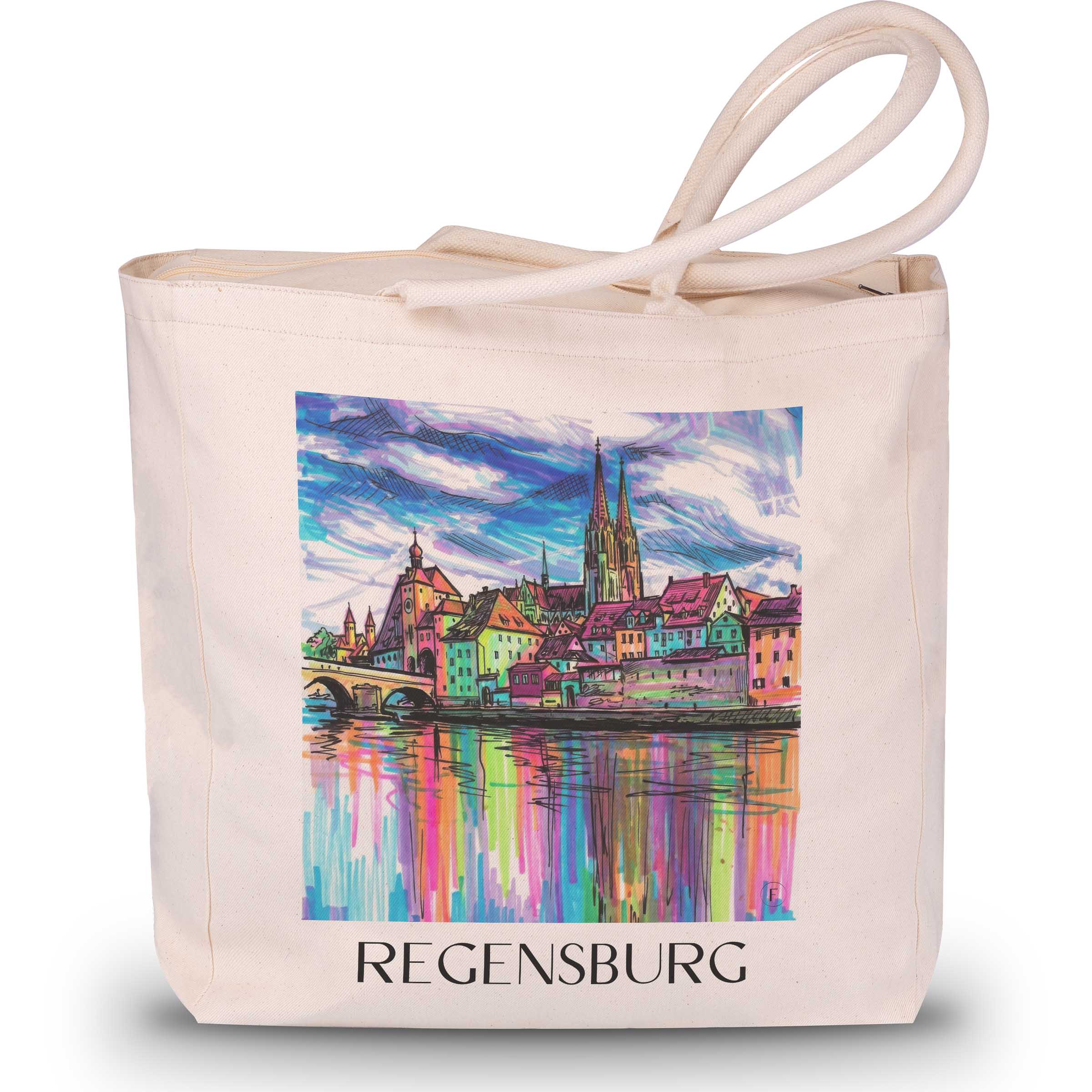 Regensburg Shopping Tasche - Bayern - Deutschland Tote Bag - Einkaufstasche im Tag Graffiti Stil