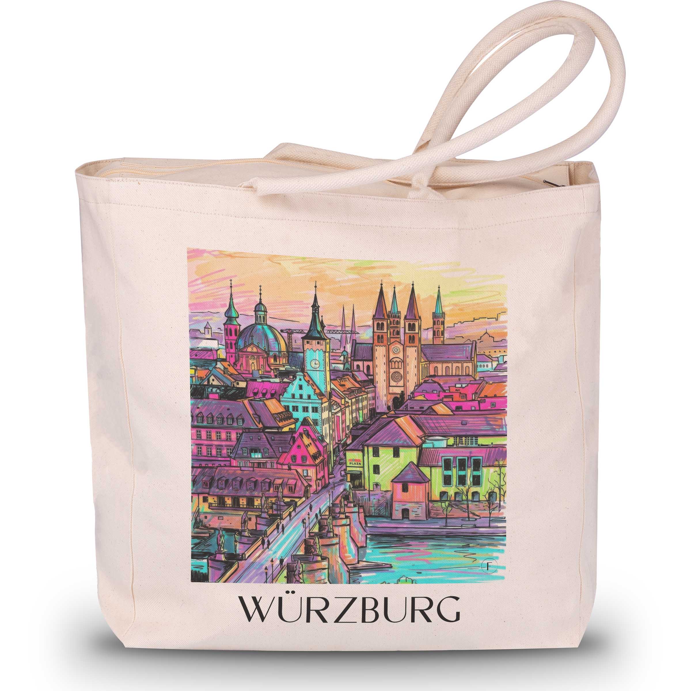 Würzburg Shopping Tasche - Franken - Deutschland Tote Bag - Einkaufstasche im Tag Graffiti Stil
