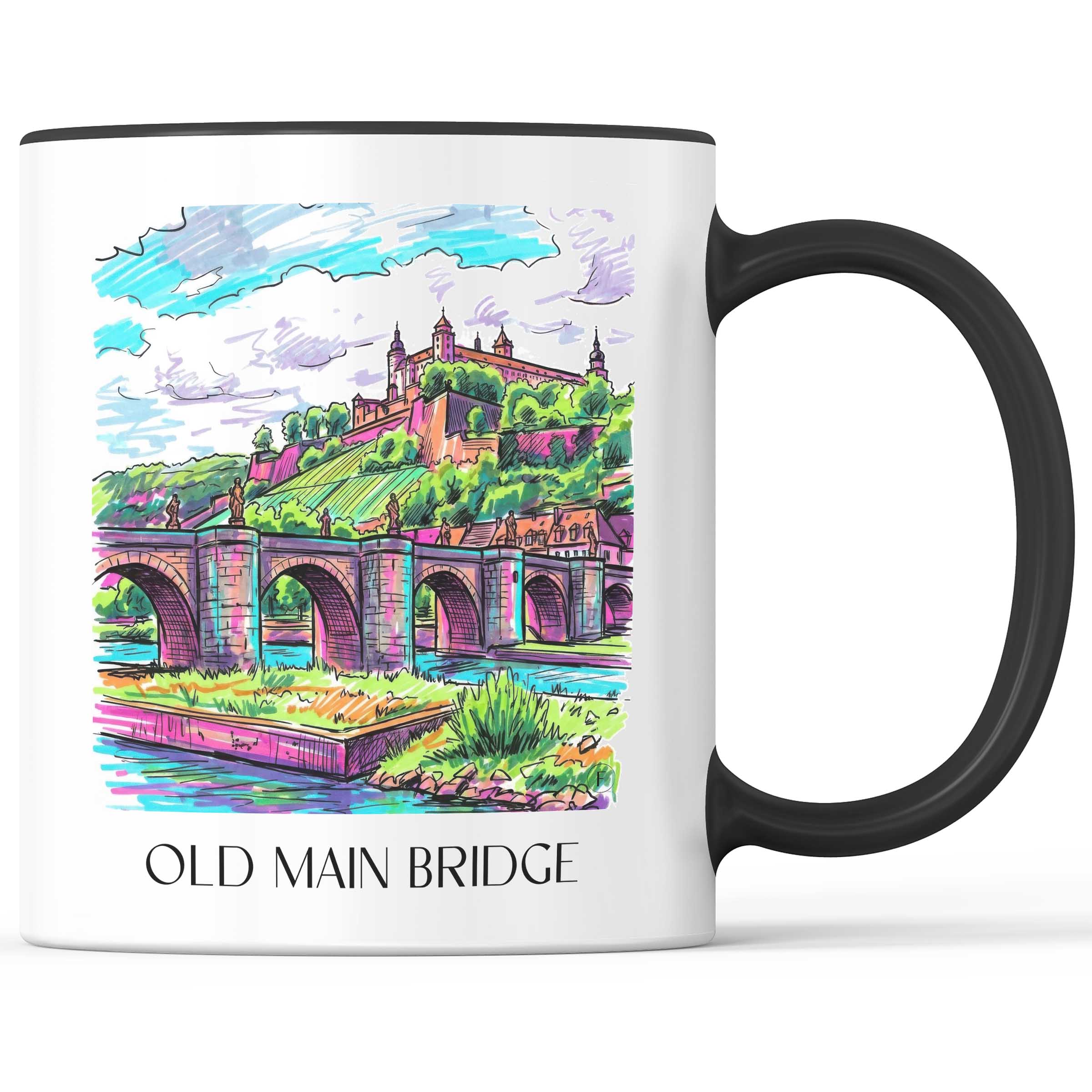 Alte Mainbrücke Kaffeebecher - Würzburg - Deutschland Becher - Kaffeetasse im Tag Graffiti Stil