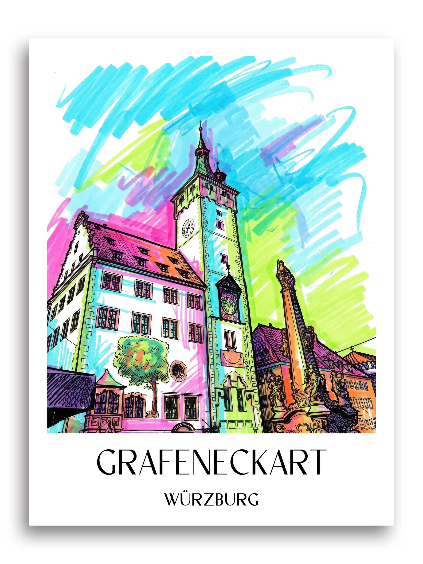 Grafeneckart Poster - Würzburg - Deutschland Kunstdruck - Tag Graffiti von A4 bis A1