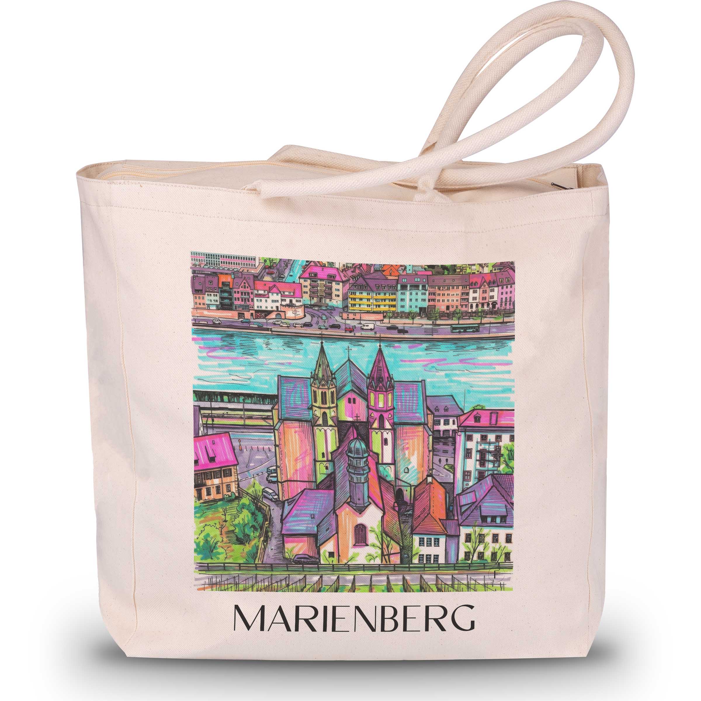 Marienberg Shopping Tasche - Würzburg - Deutschland Tote Bag - Einkaufstasche im Tag Graffiti Stil