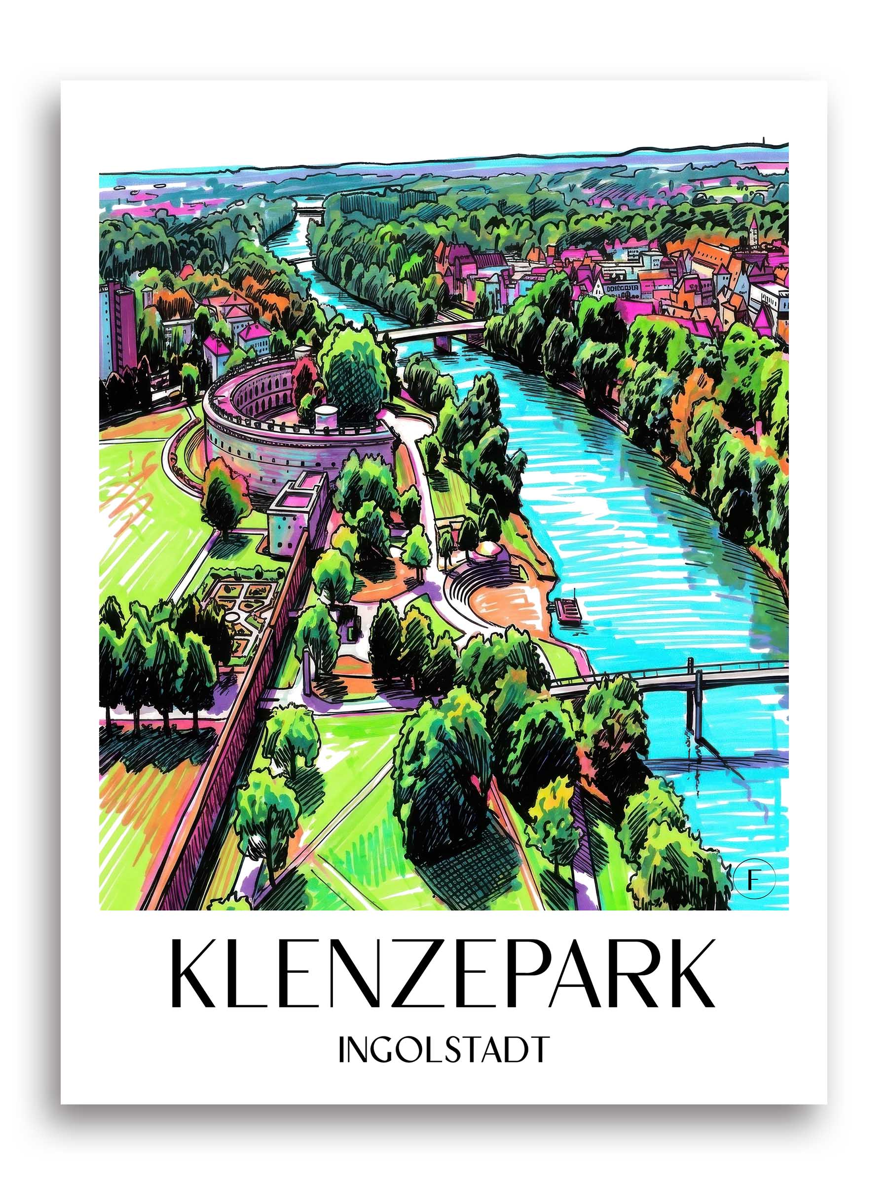 Klenzepark Poster - Ingolstadt - Deutschland Kunstdruck - Tag Graffiti von A4 bis A1