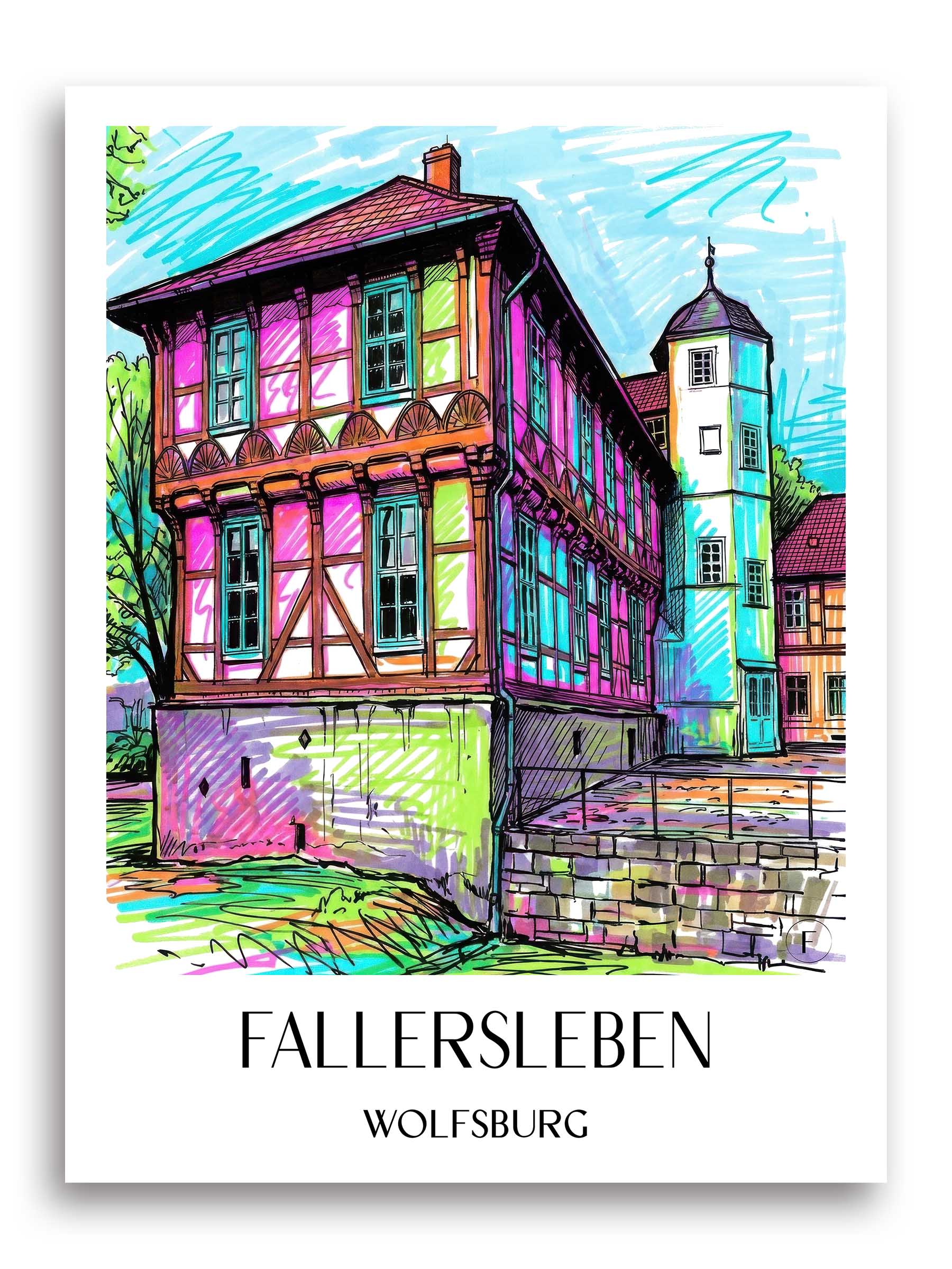 Fallersleben Poster - Wolfsburg - Deutschland Kunstdruck - Tag Graffiti von A4 bis A1