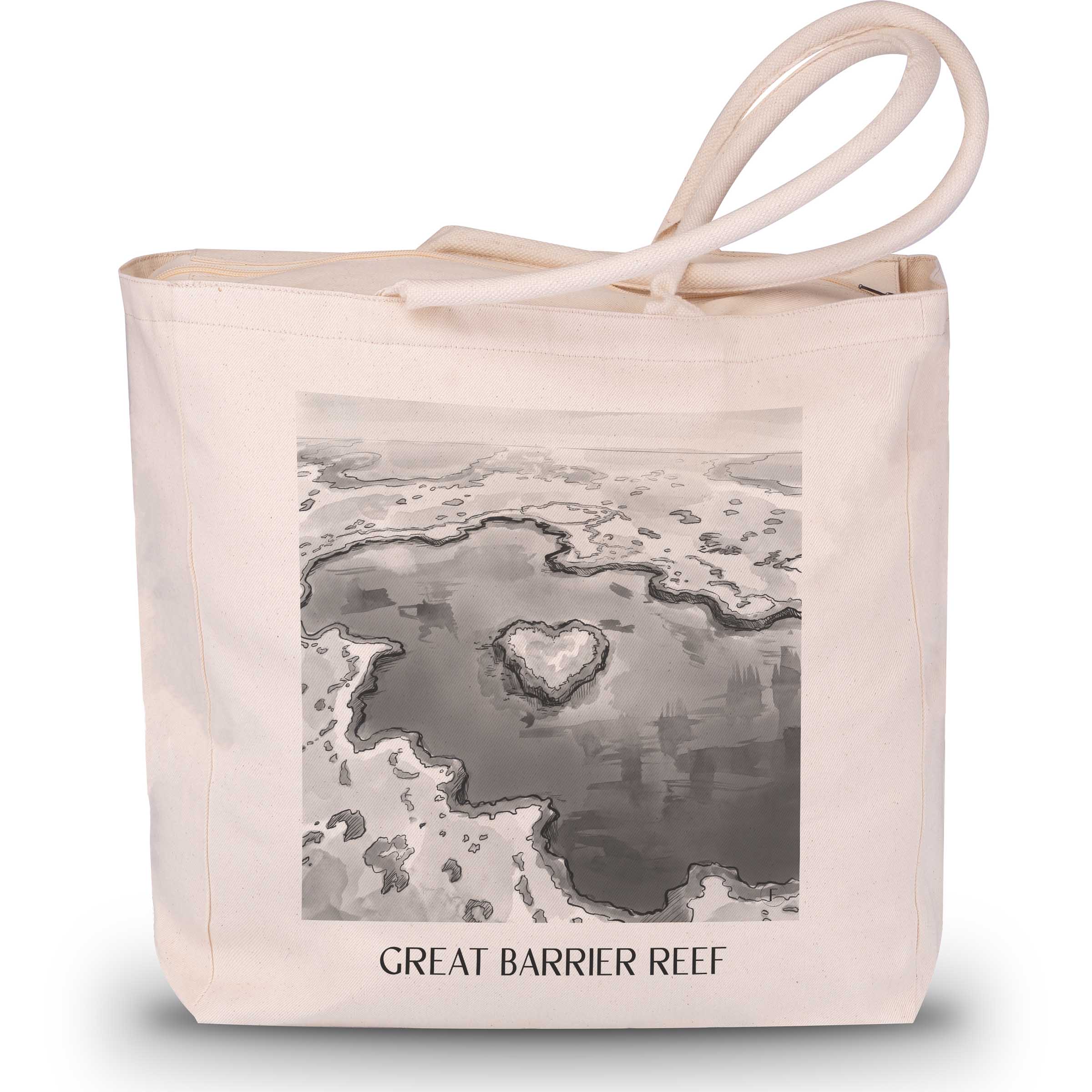 great barrier reef - Australien Tote Bag - Einkaufstasche im Aquarell Schwarz-Weiß Stil - favplace