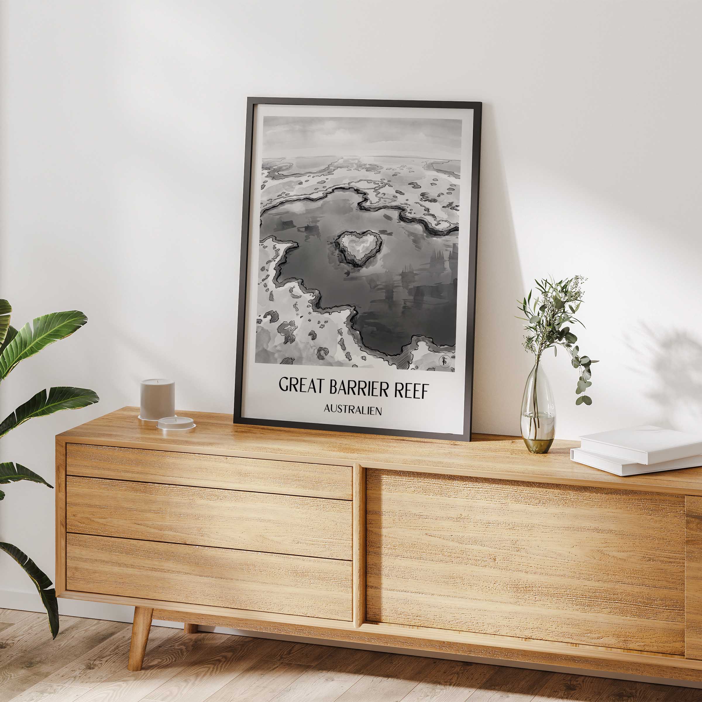 great-barrier-reef-australien-poster-aquarell-schwarz-weiss
