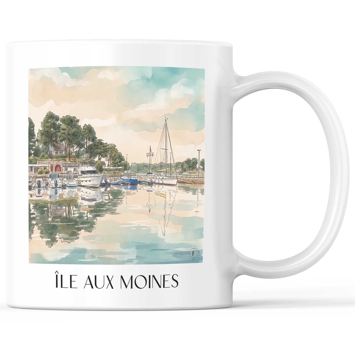 Île aux Moines Kaffeebecher - Golfe du Morbihan - Frankreich Becher - Kaffeetasse im Aquarell Stil - favplace
