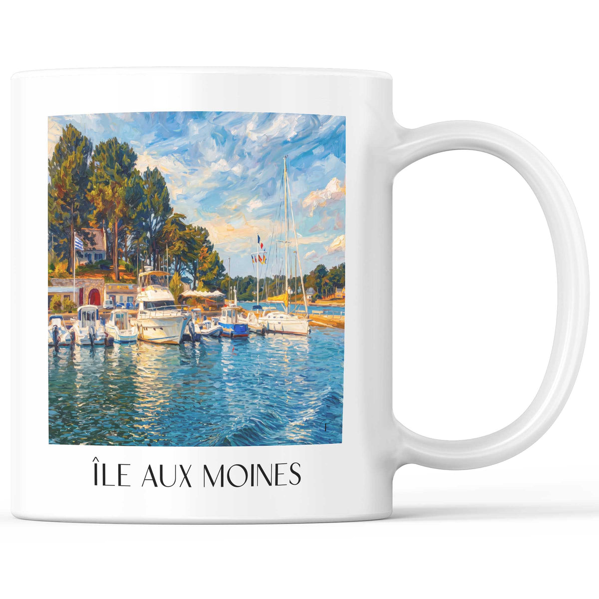 Île aux Moines Kaffeebecher - Golfe du Morbihan - Frankreich Becher - Kaffeetasse im Ölgemälde Stil - favplace
