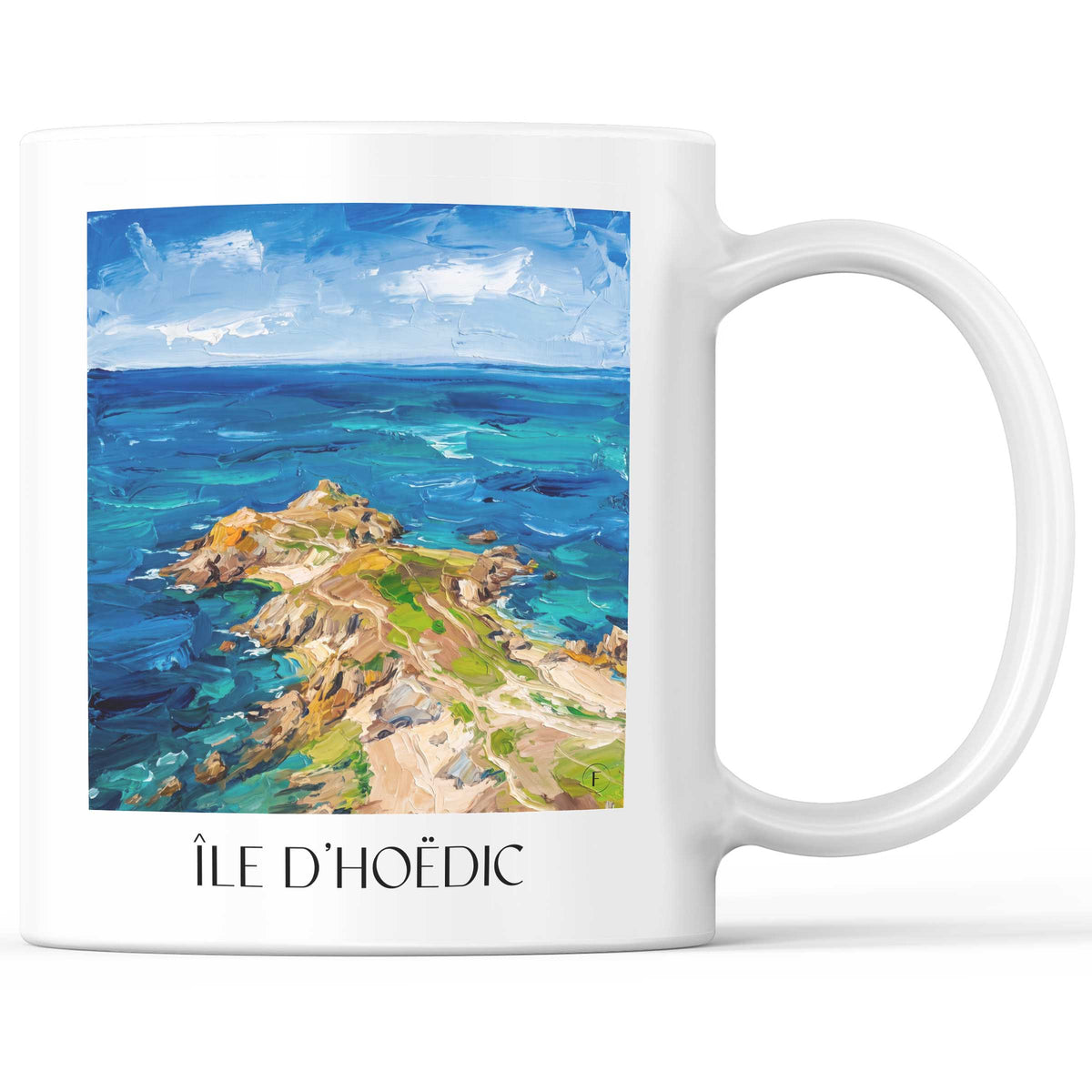 Île d'Hoëdic Kaffeebecher - Golfe du Morbihan - Frankreich Becher - Kaffeetasse im Ölgemälde Stil - favplace