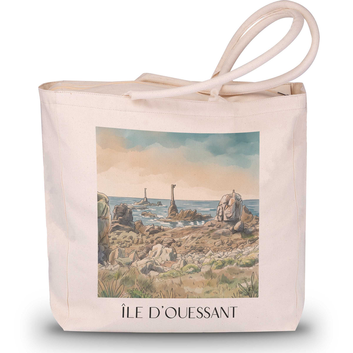 Île d'Ouessant Shopping Tasche - Finistère - Frankreich Tote Bag - Einkaufstasche im Aquarell Stil - favplace