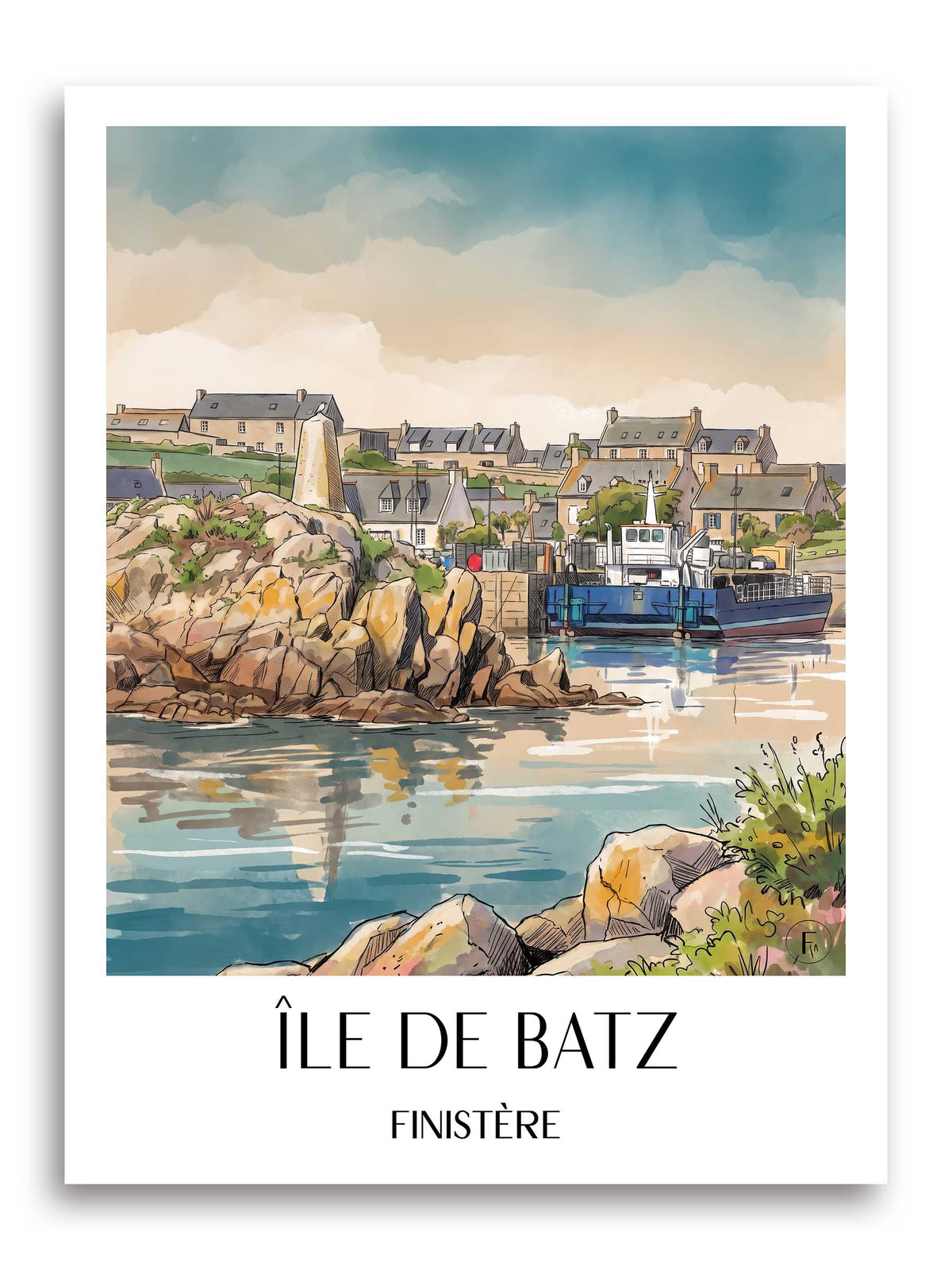Île de Batz Poster - Finistère - Frankreich Kunstdruck - Aquarell von A4 bis A1 - favplace